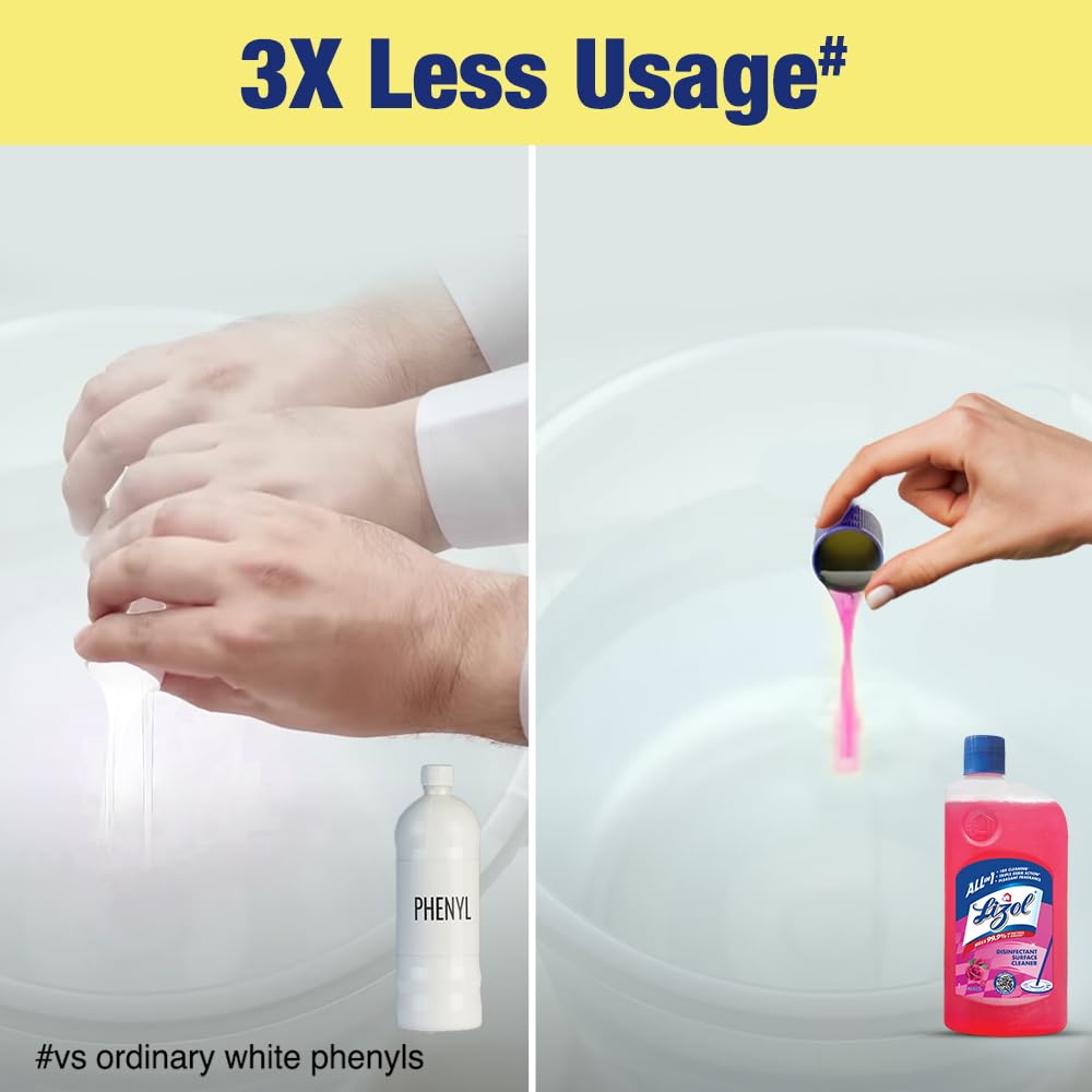 Lizol Disinfectant Surface & Floor Cleaner, Floral Scent - 1 Liter + Harpic Power Plus Disinfectant Toilet Cleaner, Original Fresh - 1 Liter | Multi-Purpose Cleaning Kit for Home, Kitchen & Bathroom Disinfection