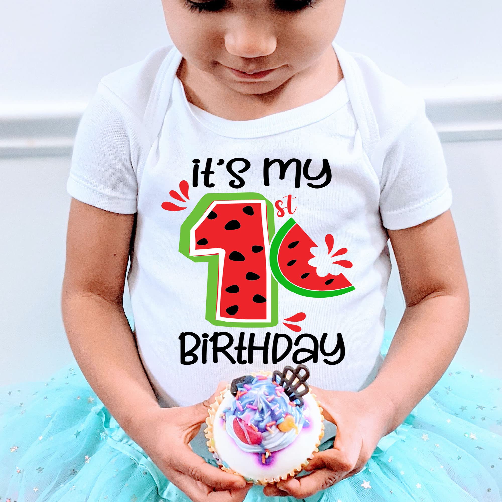 My First Birthday Shirt - Watermelon & Fruit Theme 18 Months - Colorful Summer Party Outfit for Baby Boys & Girls - Perfect for 1st Birthday Photos, Cake Smash, and Outdoor Celebrations