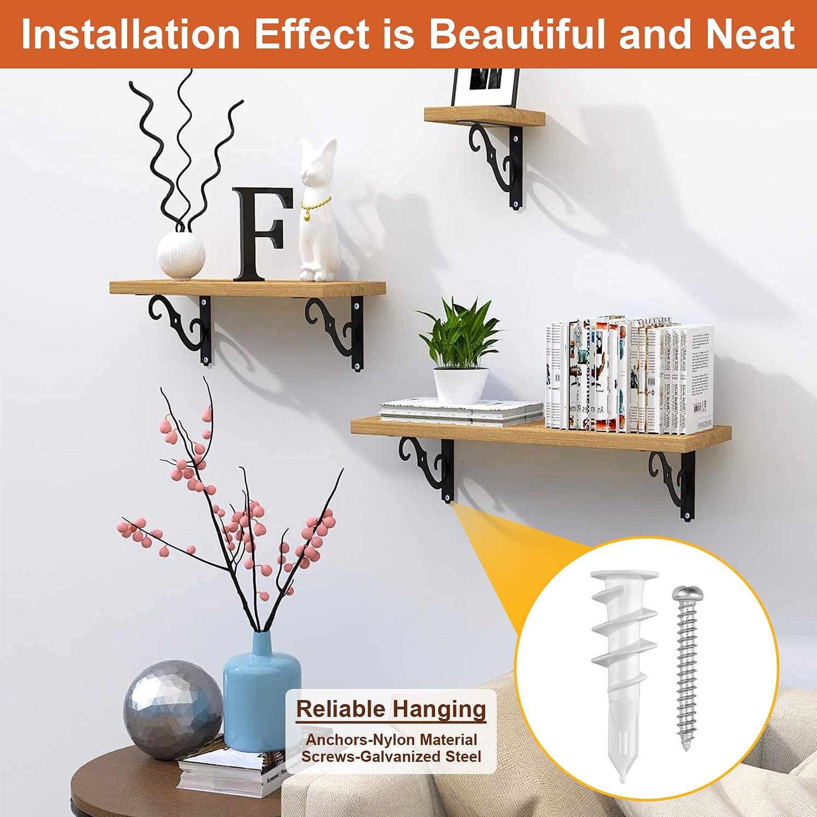 120pcs #8 Self Drilling Drywall Anchors Kit - Heavy Duty 70lb Wall Mounting Screws & Plastic Sheetrock Anchors for Hanging Pictures, Shelves & Home Decor - Includes 60 Self-Tapping Threaded Anchors & 60 #8x1-1/4 Screws