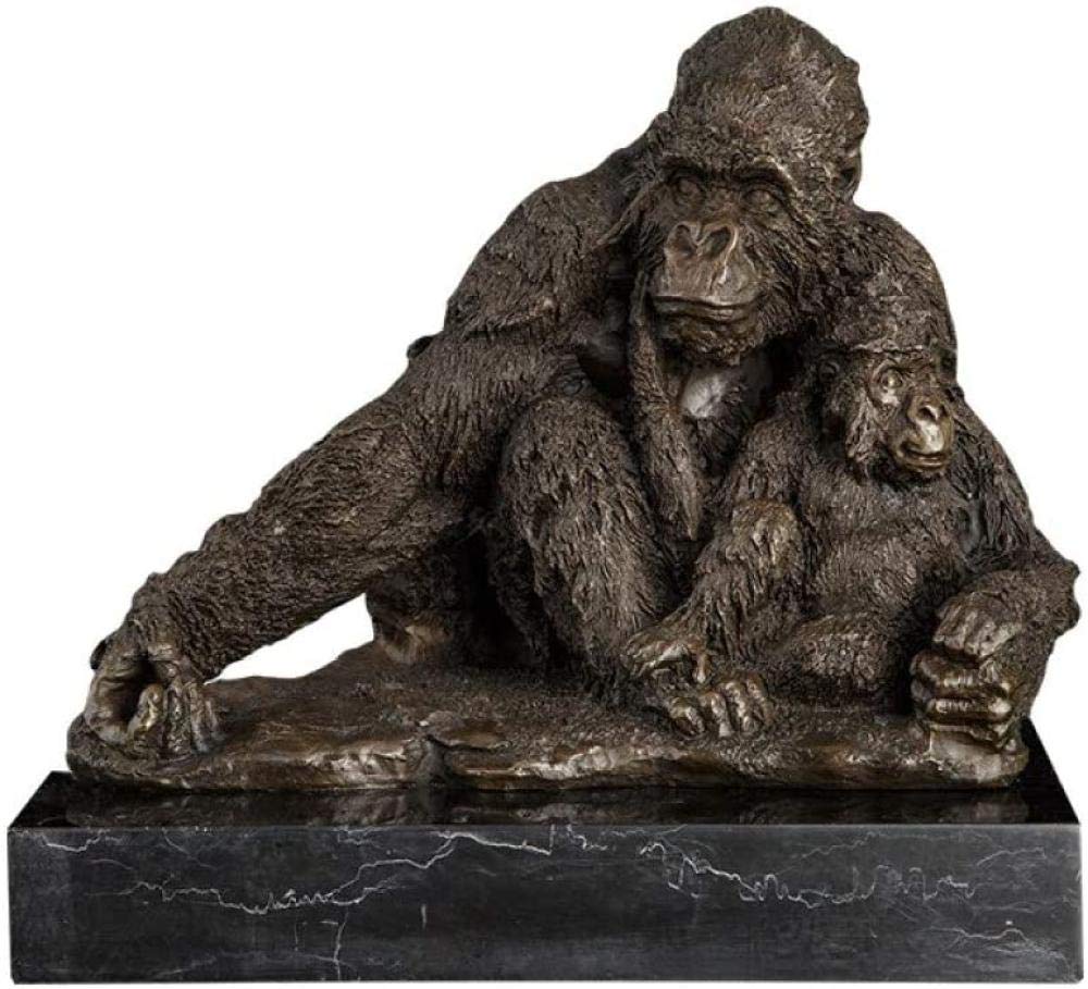 Bronze Animal Statue - Funny Gorilla Mother and Child Sculpture for Home Decor, Living Room Table Centerpiece, Jewelry Display | Perfect Gift for Animal Lovers & Unique Home Decoration