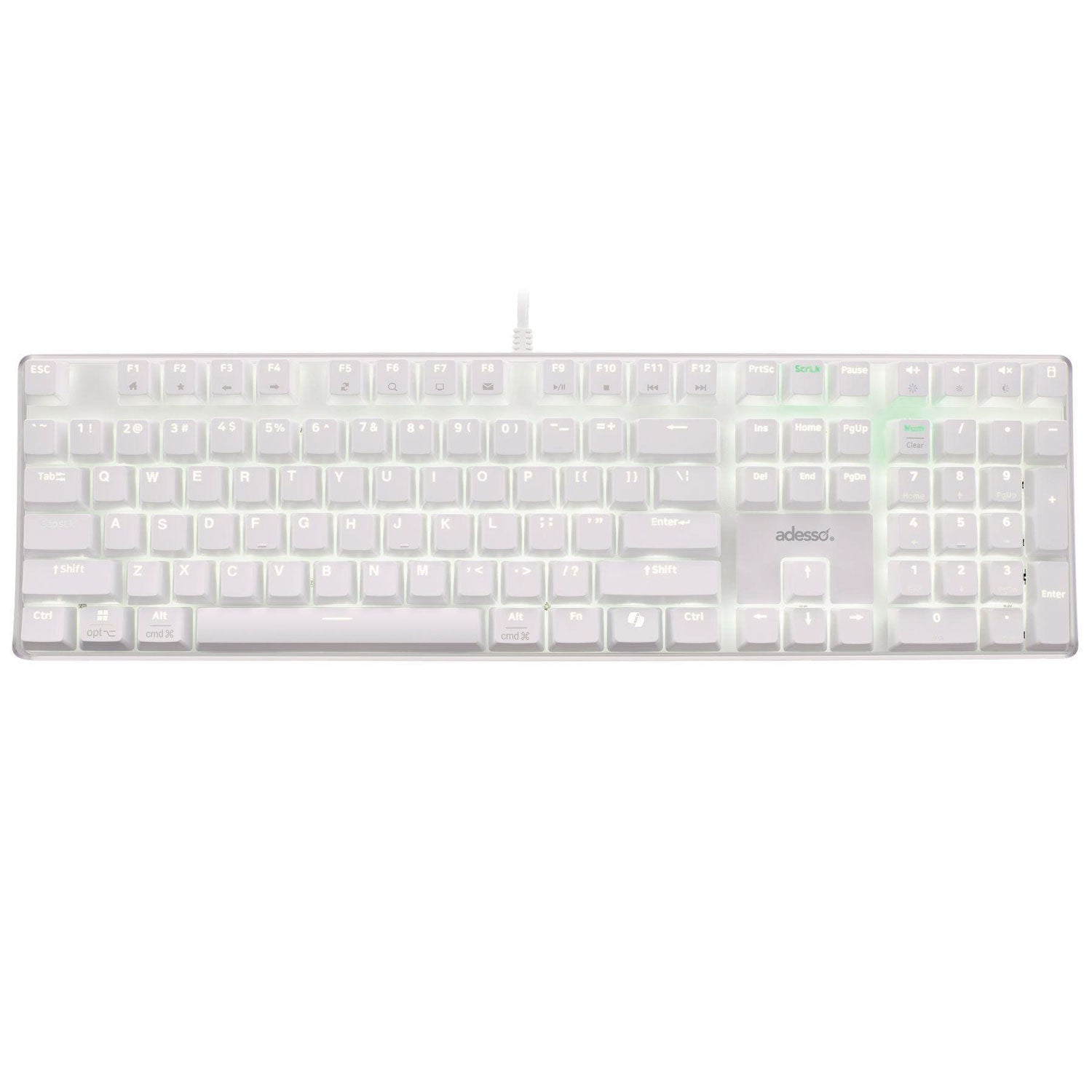 Adesso EasyTouch 680UW Wireless Ergonomic Keyboard - White | USB Plug & Play | Comfort Typing for Office, Home & Gaming (Ideal for Long Hours Computer Work)