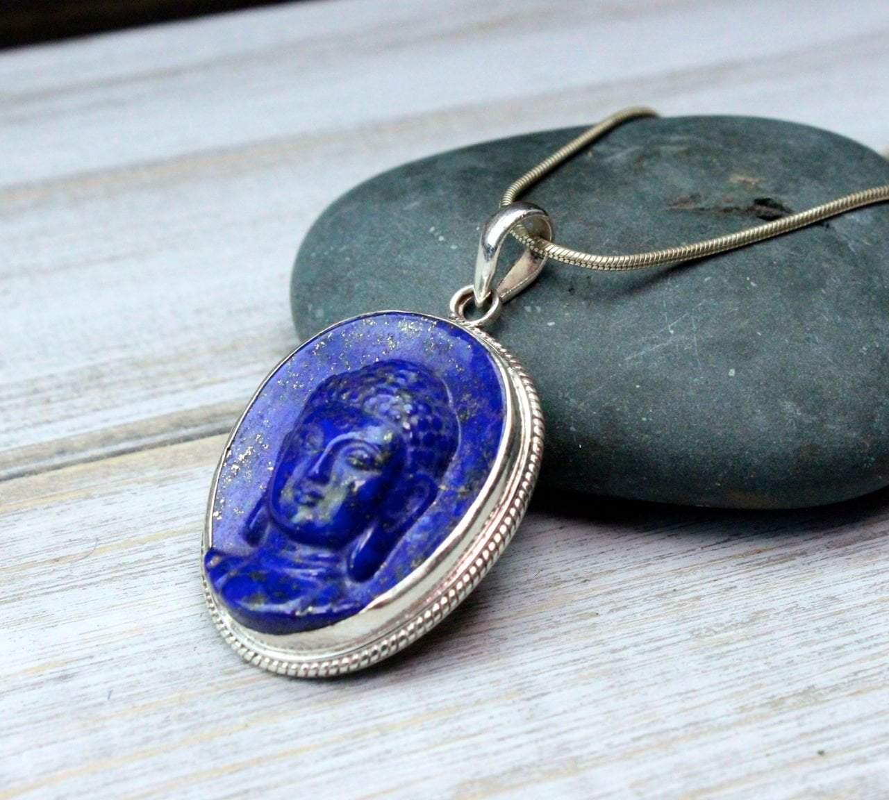 Hand Carved Lapis Lazuli Buddha Pendant Necklace - Natural Stone Spiritual Jewelry for Meditation & Yoga - Perfect Gift for Buddhist & Spiritual Seekers