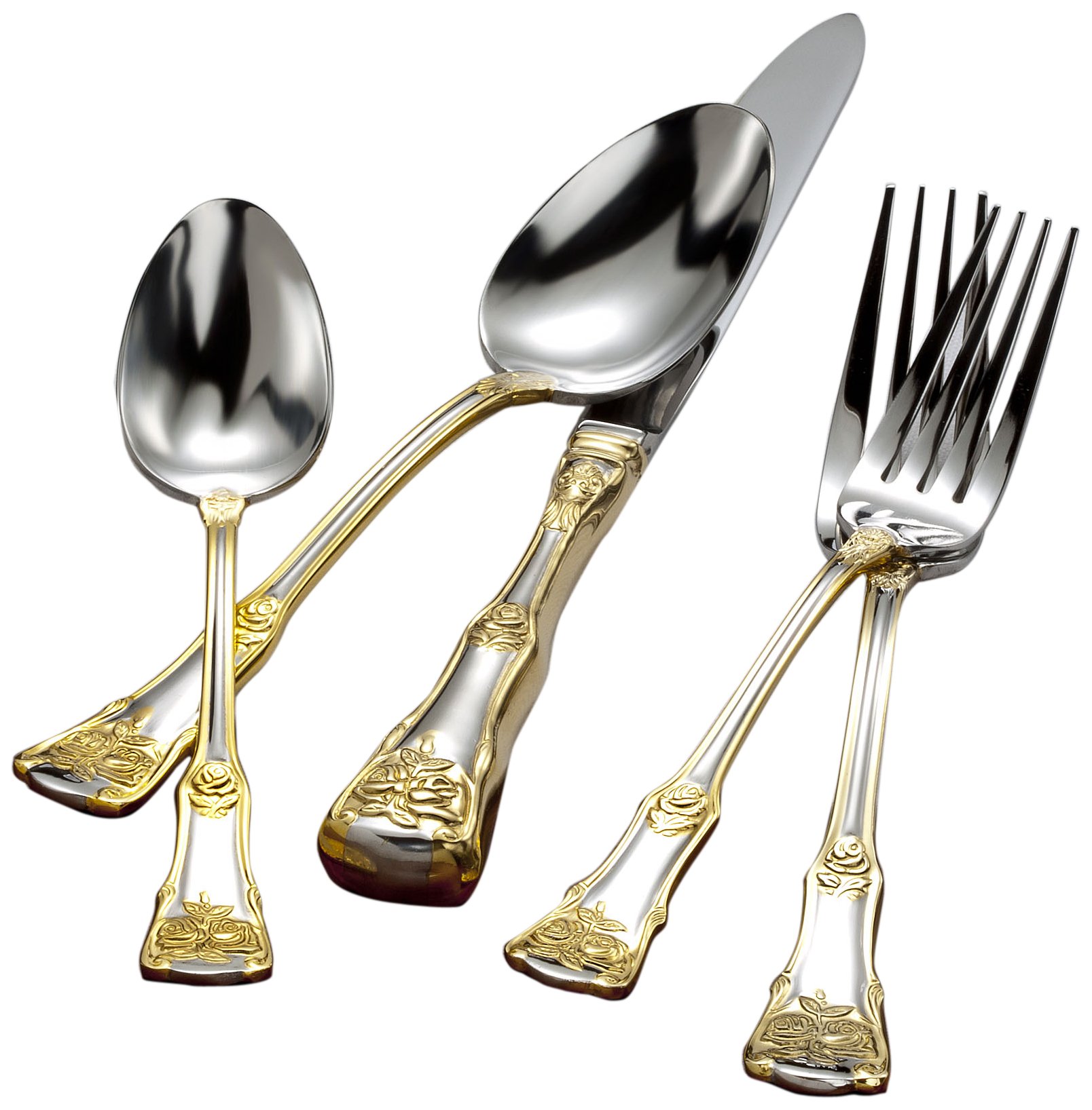 Royal Albert Old Country Roses 20-Piece Stainless Steel Flatware Set - Elegant Dinnerware for Weddings, Anniversaries & Formal Dining