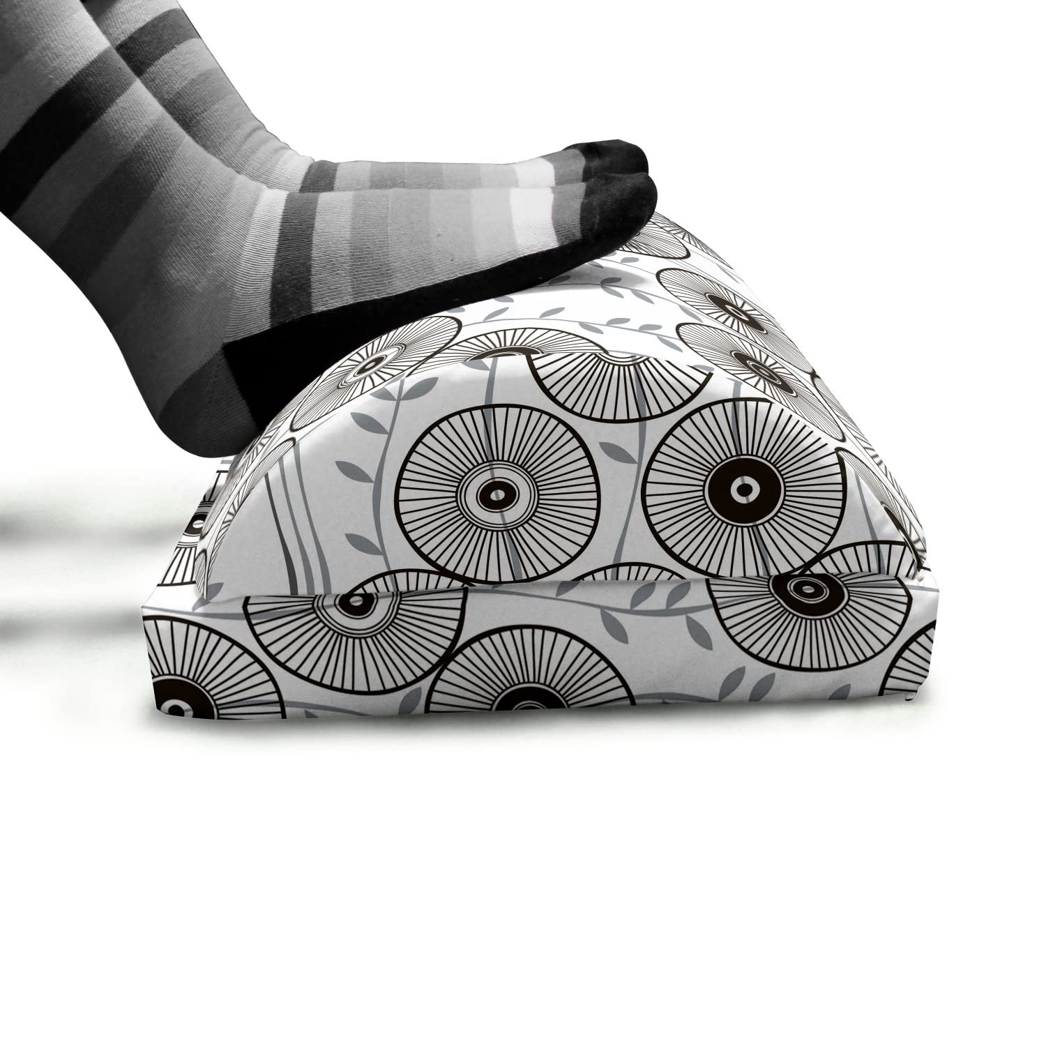 Ambesonne Abstract Foot Rest with Non-Slip Backing - Adjustable Ergonomic Memory Foam Leg Support for Office & Home - Dark Taupe Grey Wagon Wheel Design - Perfect for Work, Gaming & Relaxation