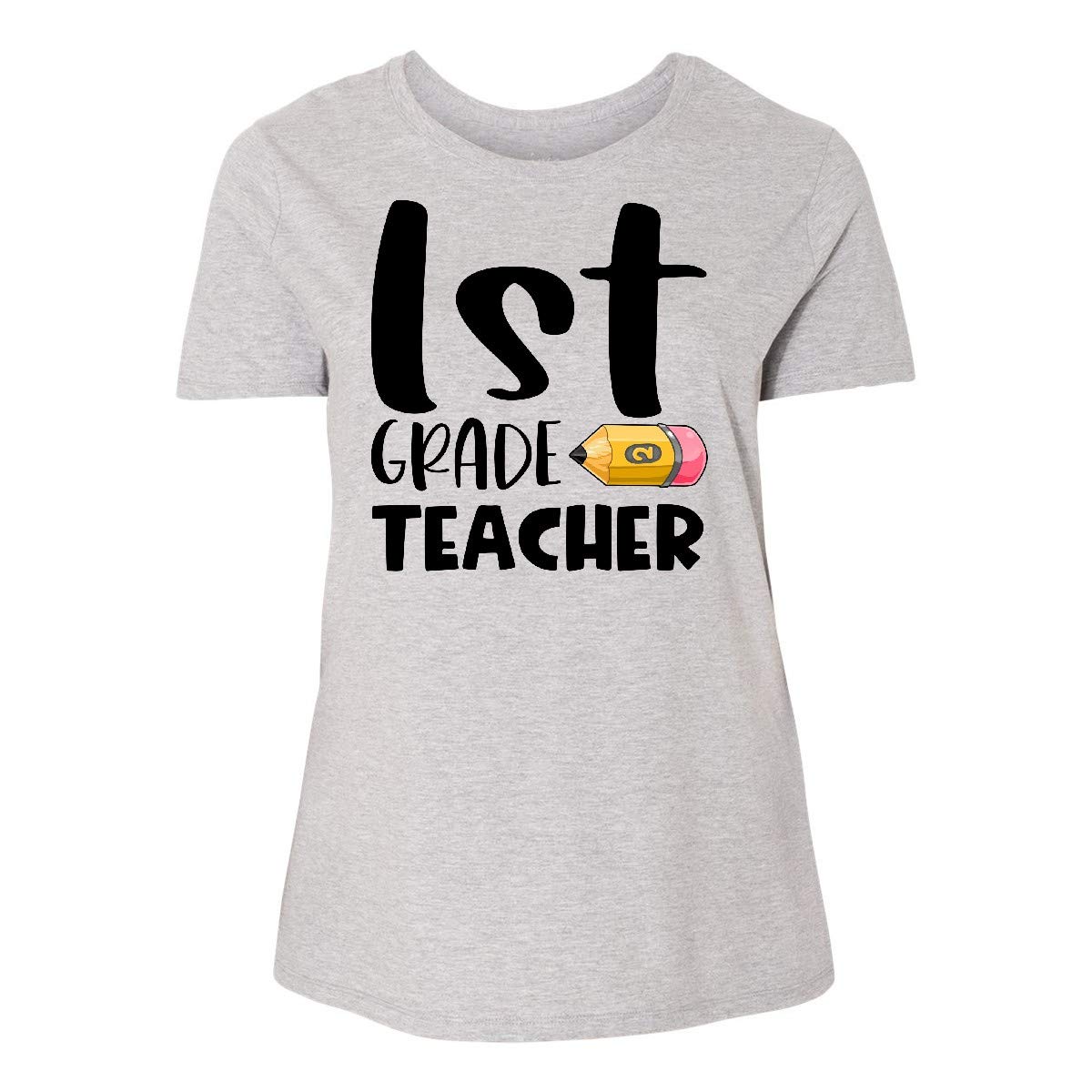 Inktastic First Grade Teacher Pencil Design Women's Plus Size T-Shirt - Comfortable & Stylish Teacher Apparel for Classroom, School Events & Casual Wear