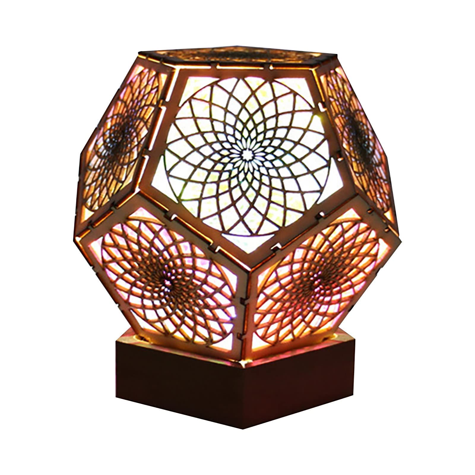 Foughi LED Projection Lamp - Wooden Romantic Carved Night Light for Bedroom, Kitchen, Hallway | Decorative Ambient Lighting for Home, Parties & Relaxation
