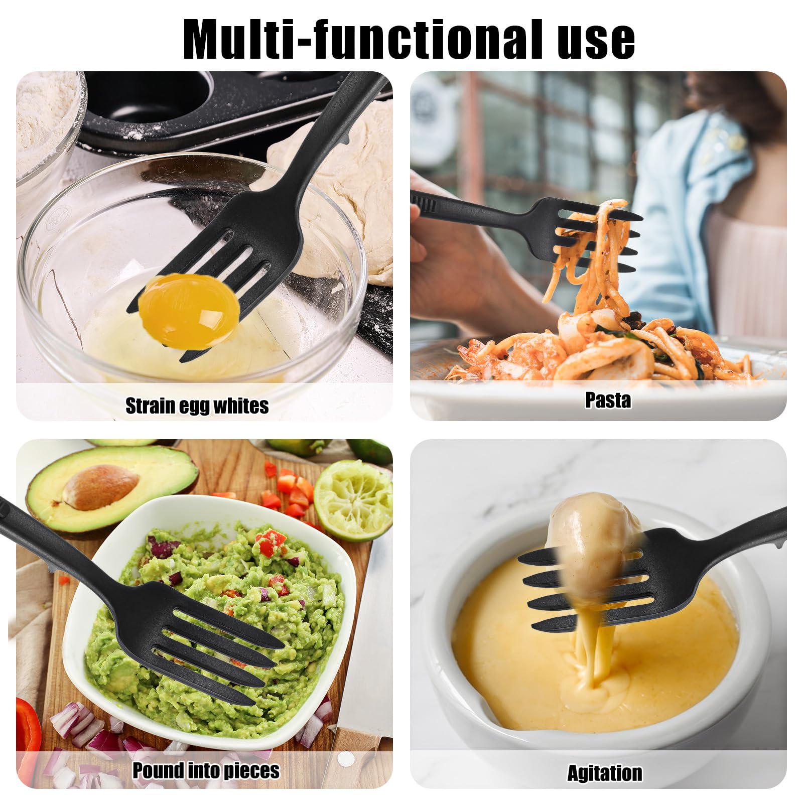 2-Pack Cobee Silicone Flexible Forks - 11.6 Inch Heat-Resistant Cooking Utensils, Dishwasher Safe, Non-Stick Blending Forks for Baking, Mixing & Serving - Perfect for Kitchen, BBQ & Outdoor Cooking