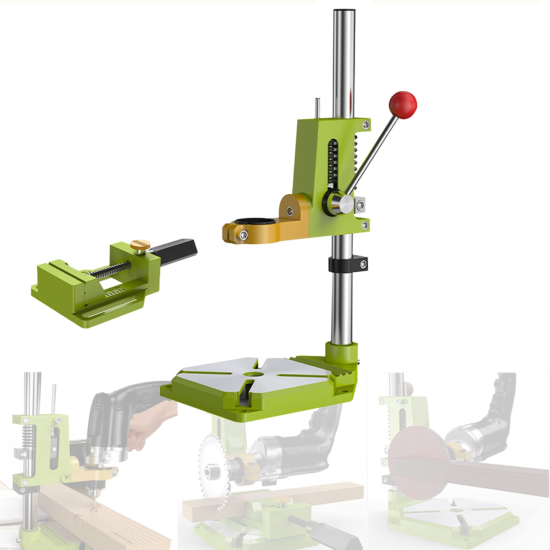 LXX Heavy Duty Drill Press Stand with Vise - Adjustable Bench Clamp Workstation for Hand Drills | Precision Drilling Tool for Metal, Wood & DIY Projects | Home Workshop & Professional Repair Tool