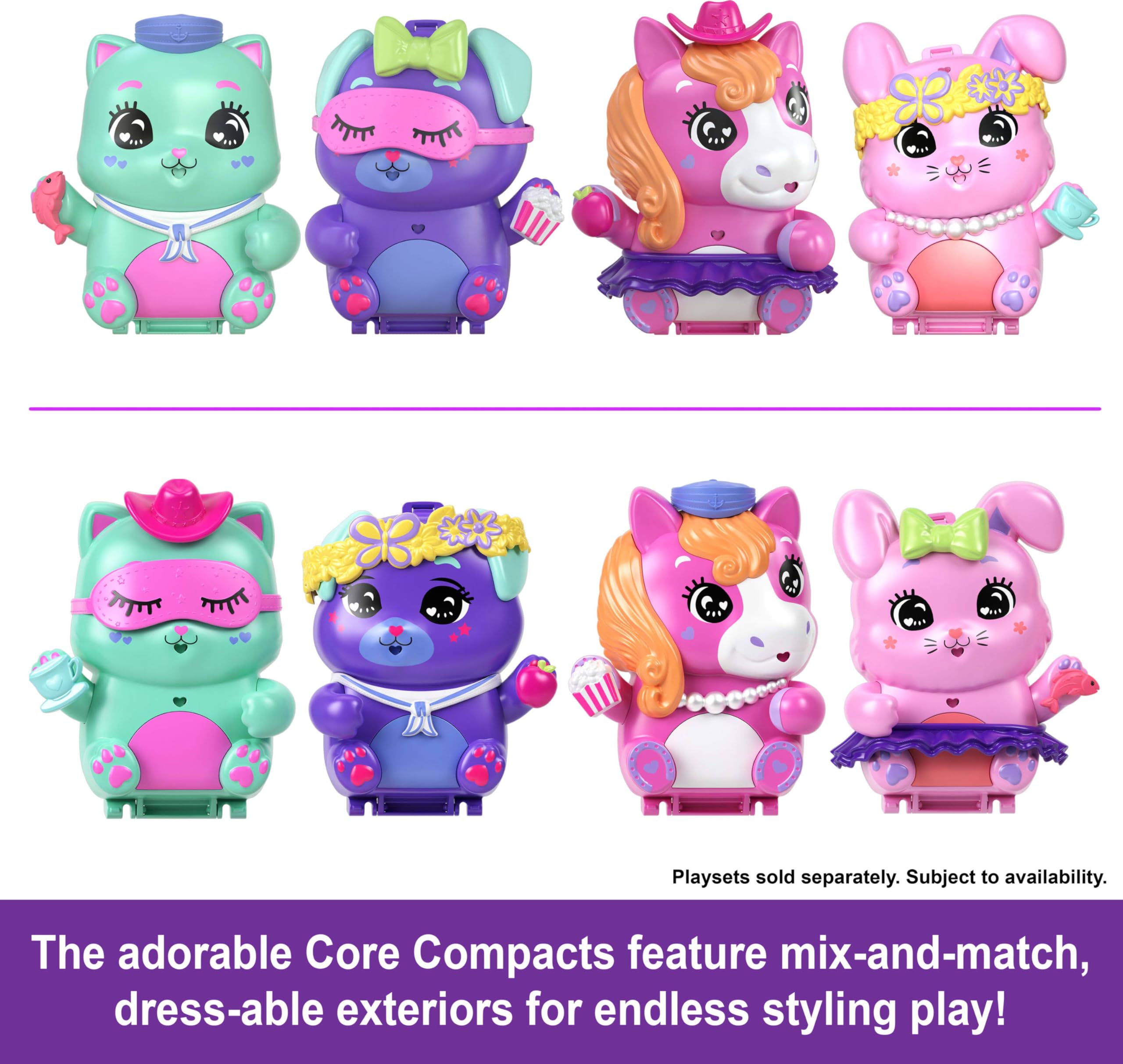 Polly Pocket Set Sail Kitty Compact Travel Toy with 1 Micro Doll, Pet Cats, Food & Fashion Styling Accessories - Perfect for On-the-Go Play, Birthday Gifts & Collectible Dollhouse Fun