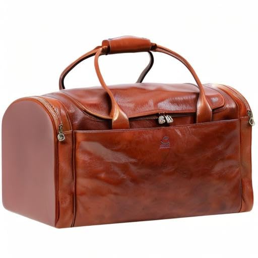 Premium Leather Duffel Bag for Men & Women - Large Travel Gym Weekender Carry-On Bag with Durable Time-Resistant Design - Perfect for Business Trips, Gym Workouts & Weekend Getaways