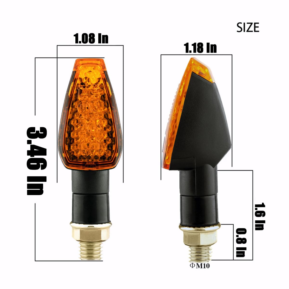 BESULEN 4Pcs Motorcycle Turn Signal Lights - 14 LED 12V Amber Indicator Blinker for Front & Rear - High Visibility Motorbike Turn Signals - Perfect for Night Riding & Safety Enhancement