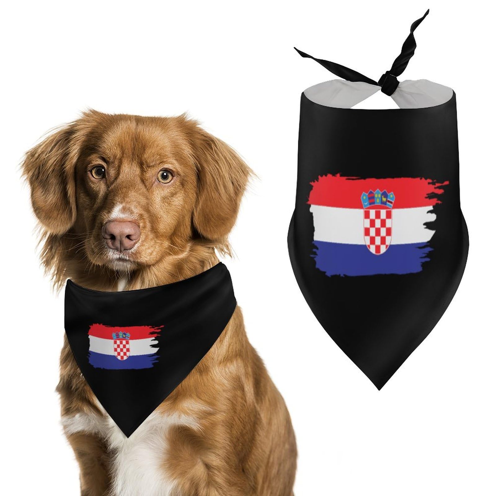 **Cute Croatia Flag Dog Bandanas - Adjustable Pet Scarf & Bib for Small Medium Large Dogs - Perfect for Christmas, Thanksgiving, Halloween & National Day Celebrations - Ideal for Parties, Travel & Outdoor Adventures**