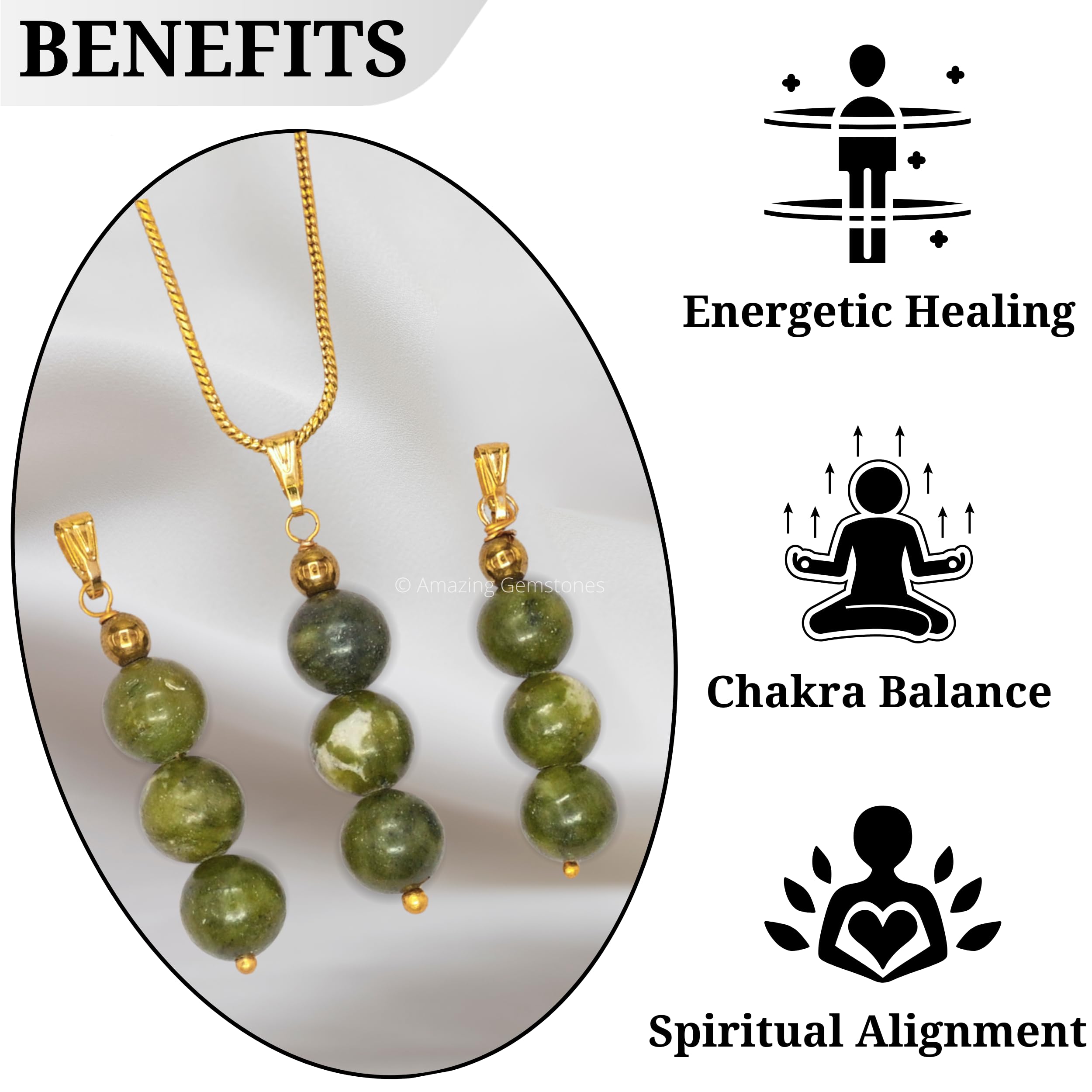 Healing Green Jade Necklace for Women - Handmade Crystal Beaded Pendant Jewelry - Elegant Birthday Gift for Her - Perfect for Meditation, Yoga & Spiritual Healing