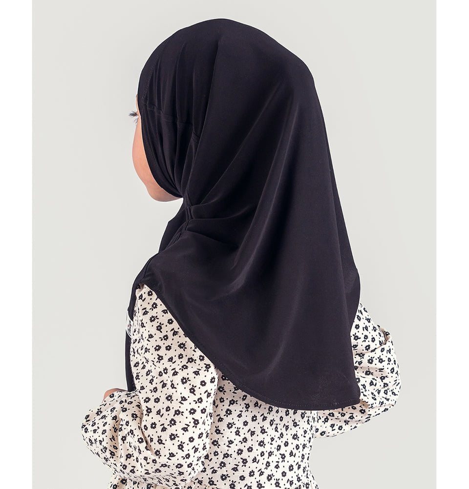 Girl's Simple One Piece Hijab - Small Size, Black Color - Perfect for School, Prayer & Everyday Wear