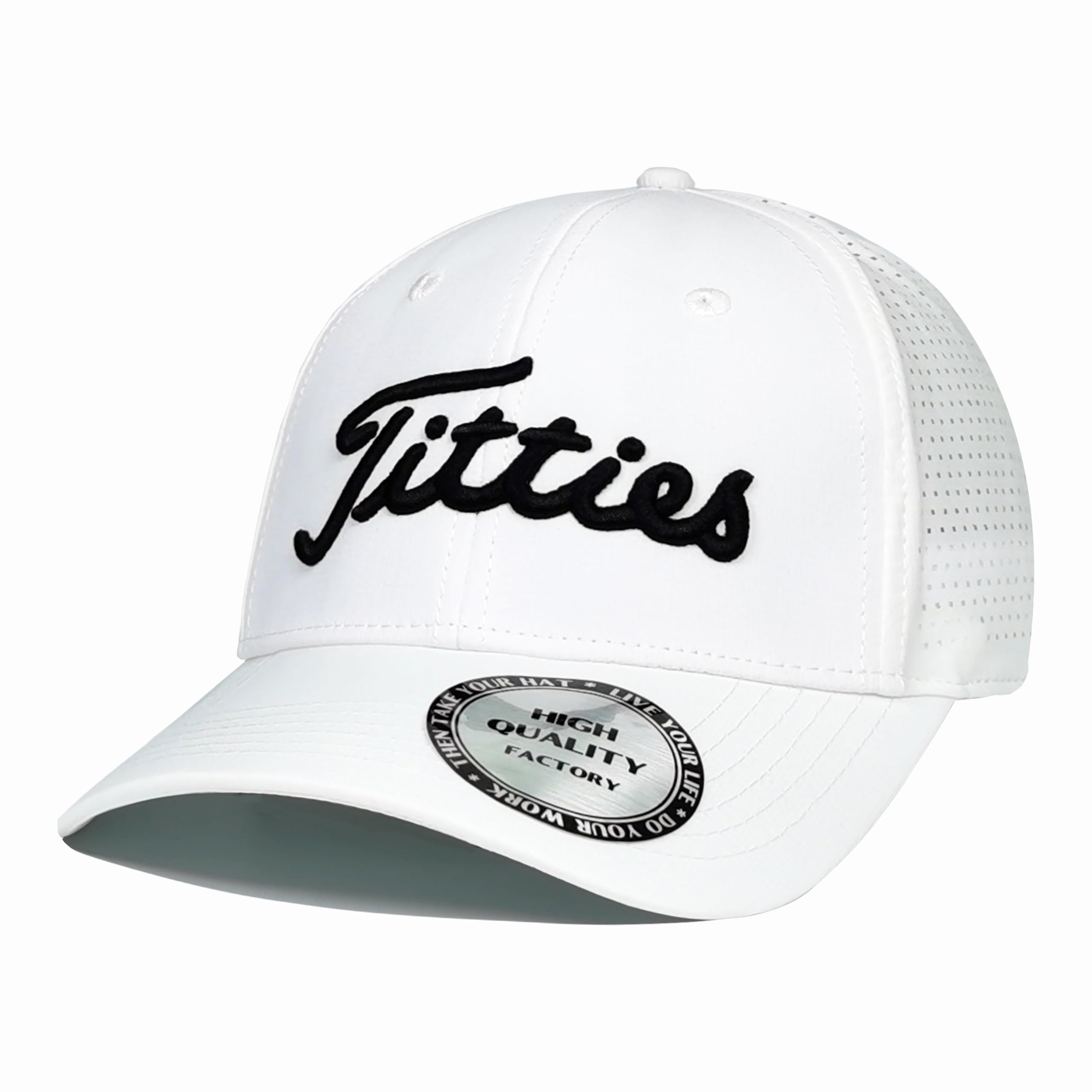 Bamveio Funny Golf Hats for Men & Women - Titties Design Baseball Cap in White & Black | Perfect for Golfing, Casual Wear & Funny Gift Ideas