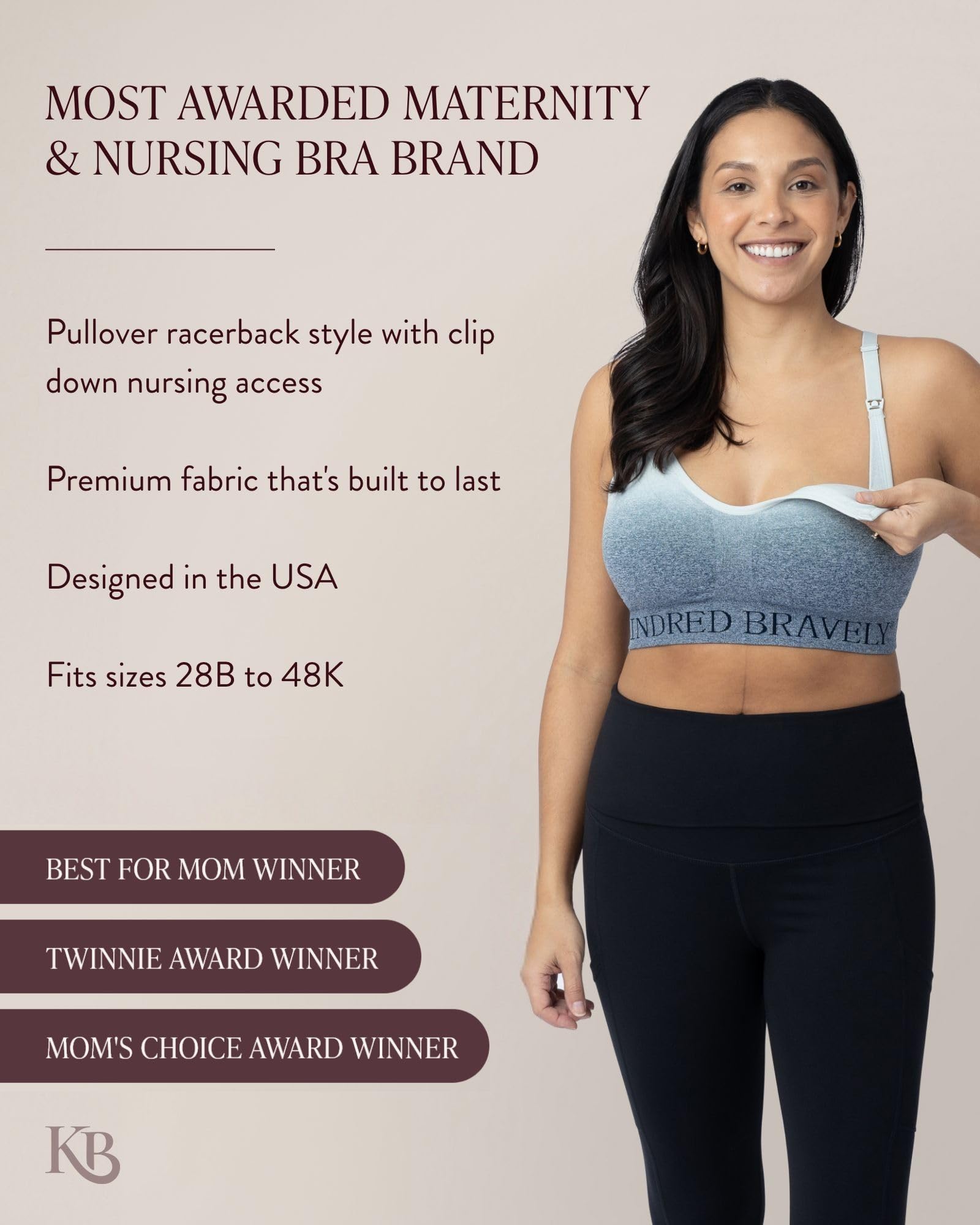 Kindred Bravely Sublime Nursing Sports Bra for Breastfeeding & Pregnancy | Seamless Maternity Bra with Support | Perfect for Yoga, Gym & Everyday Comfort