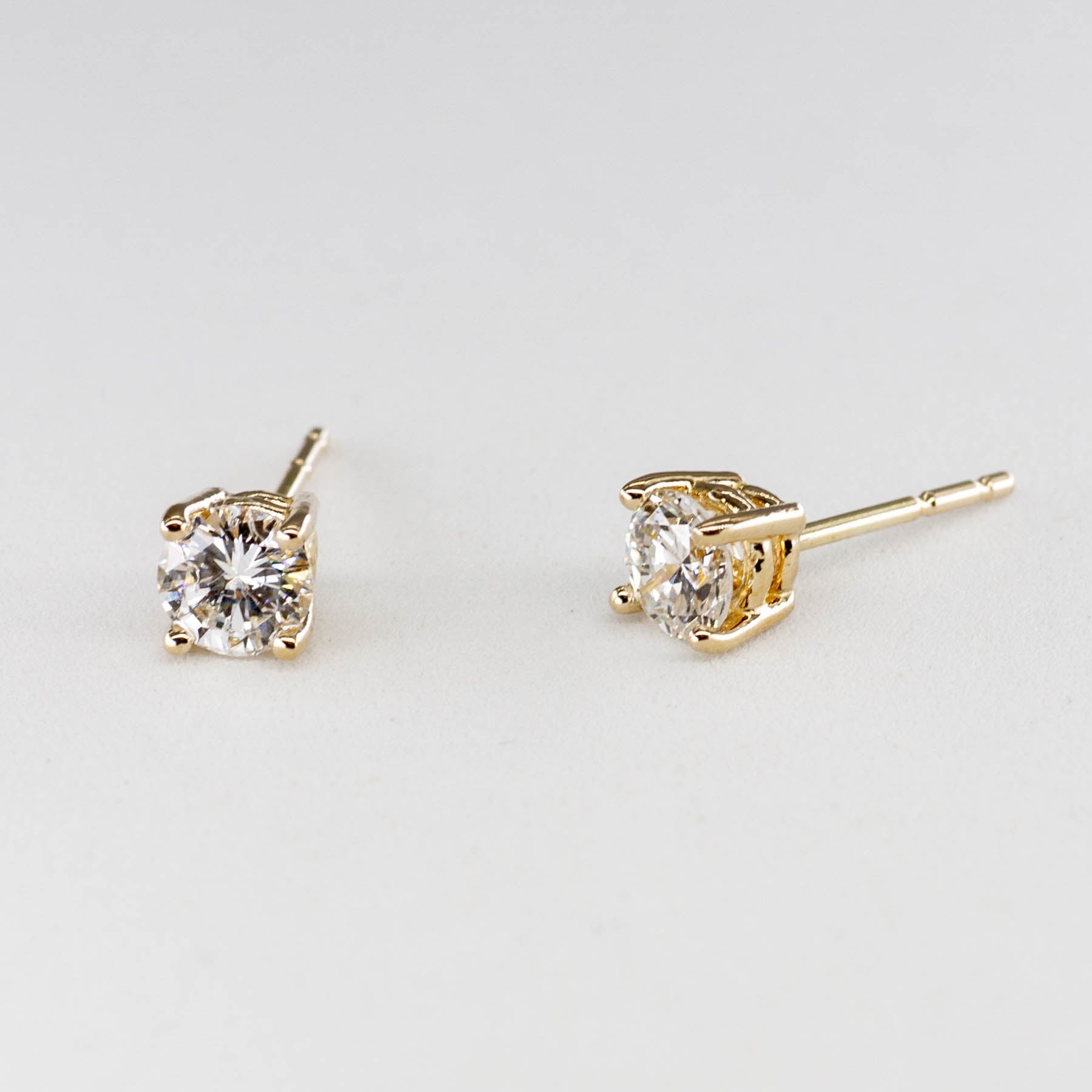 100 Ways Classic Solitaire Diamond Stud Earrings in 14K Yellow Gold | 0.57ctw & 0.61ctw Options | Perfect Gift for Anniversary, Wedding & Everyday Luxury Jewelry