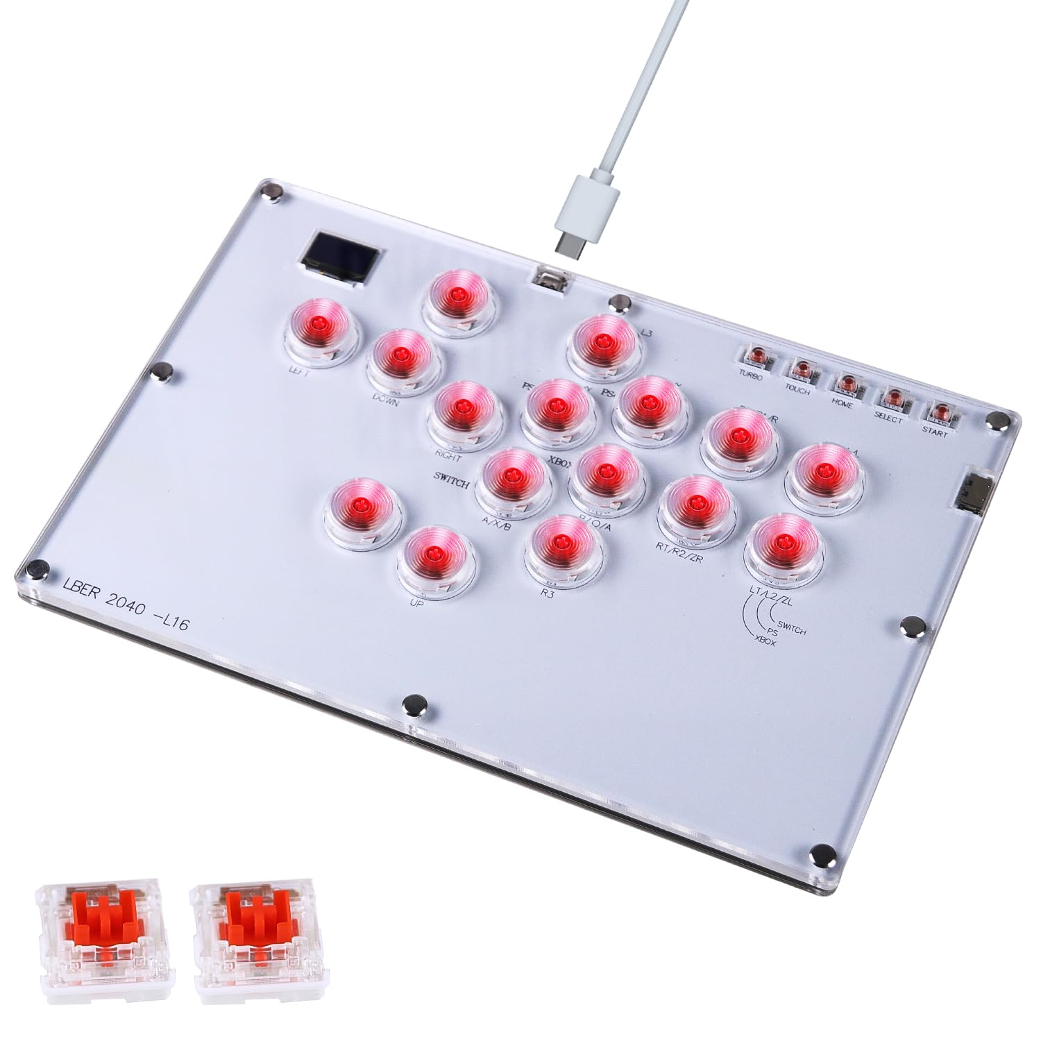 Premium All-Button Arcade Fight Stick L16 - Leverless Controller for Street Fighter with Turbo & SOCD Cleaning - Compatible with PC, PS3, PS4, Steam & Switch - Hot-Swap Mechanical Keyboard with Custom RGB Lighting (White) - Perfect for Competitive Gaming & Esports Tournaments