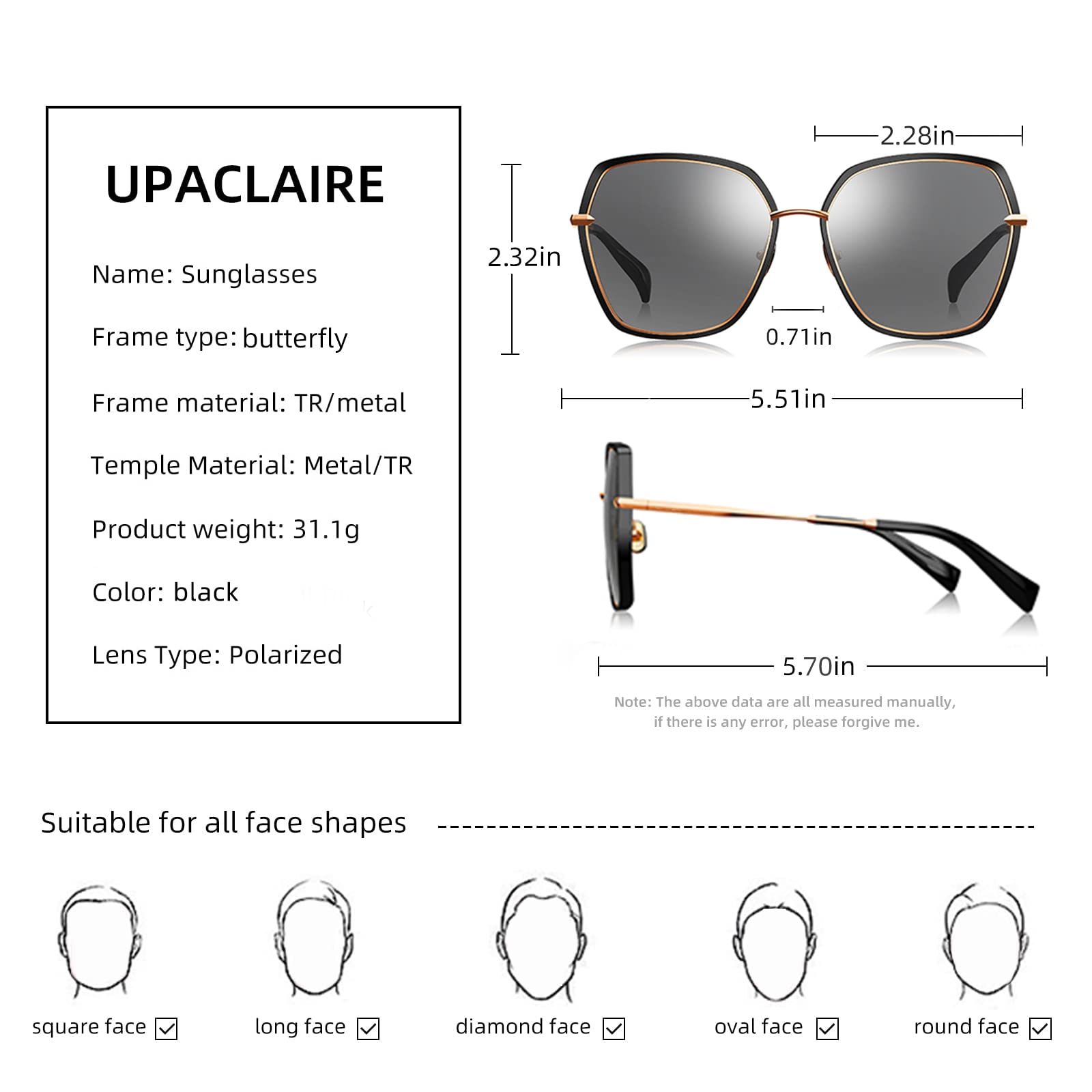 Stylish Women's Round Oversized Sunglasses - UV Protection & Polarized Lenses for Driving, Beach, and Outdoor Activities