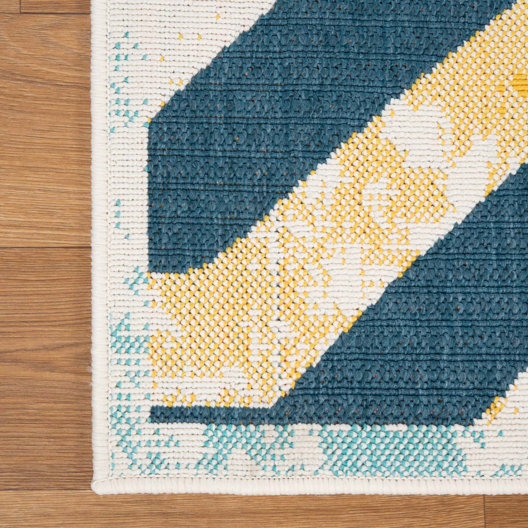 Waimea Modern Geometric Coastal Indoor Outdoor Area Rug - Stylish & Durable for Living Room, Bedroom, Patio, or Deck