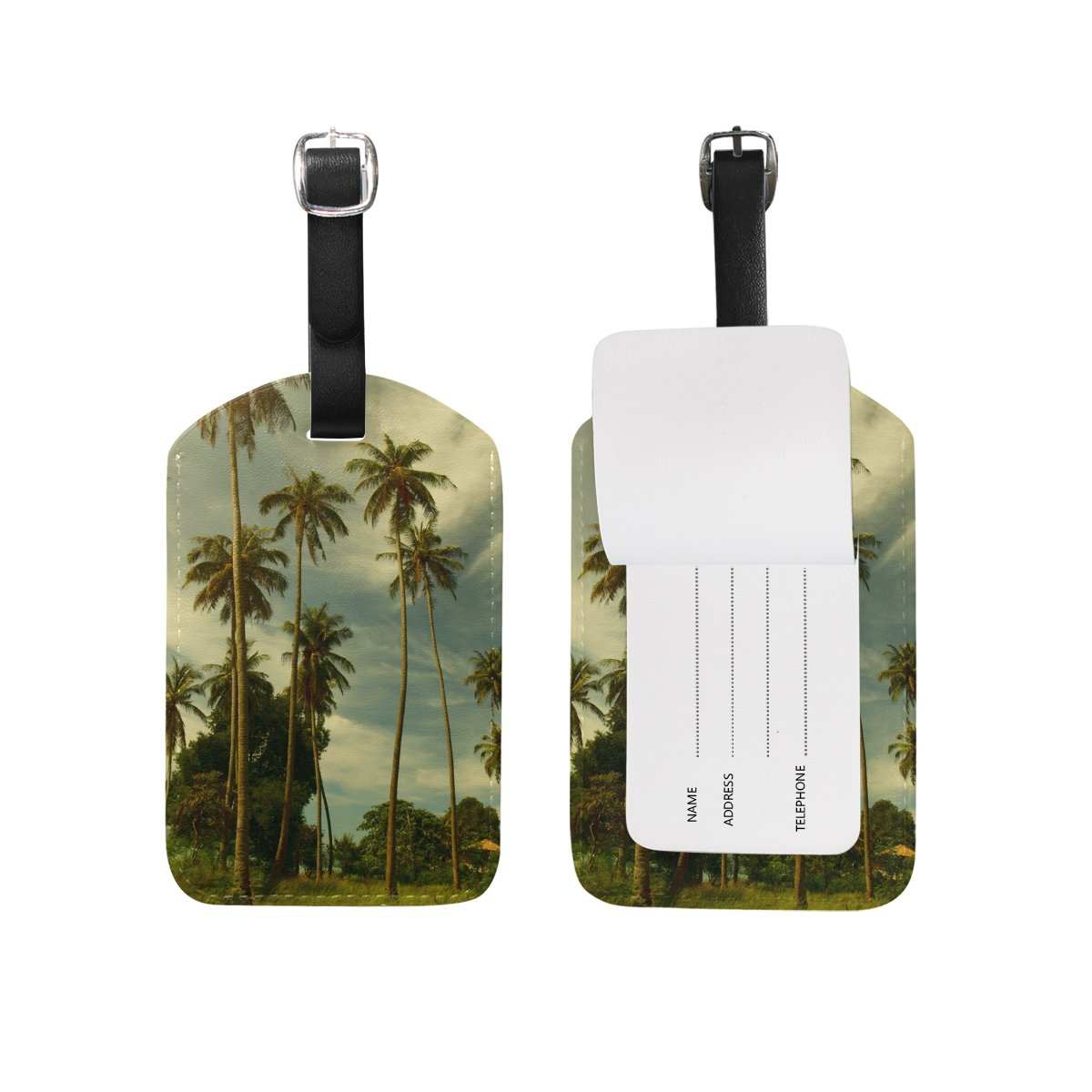 JSTEL Palm Luggage Tags - Durable Suitcase ID Labels for Travel Privacy