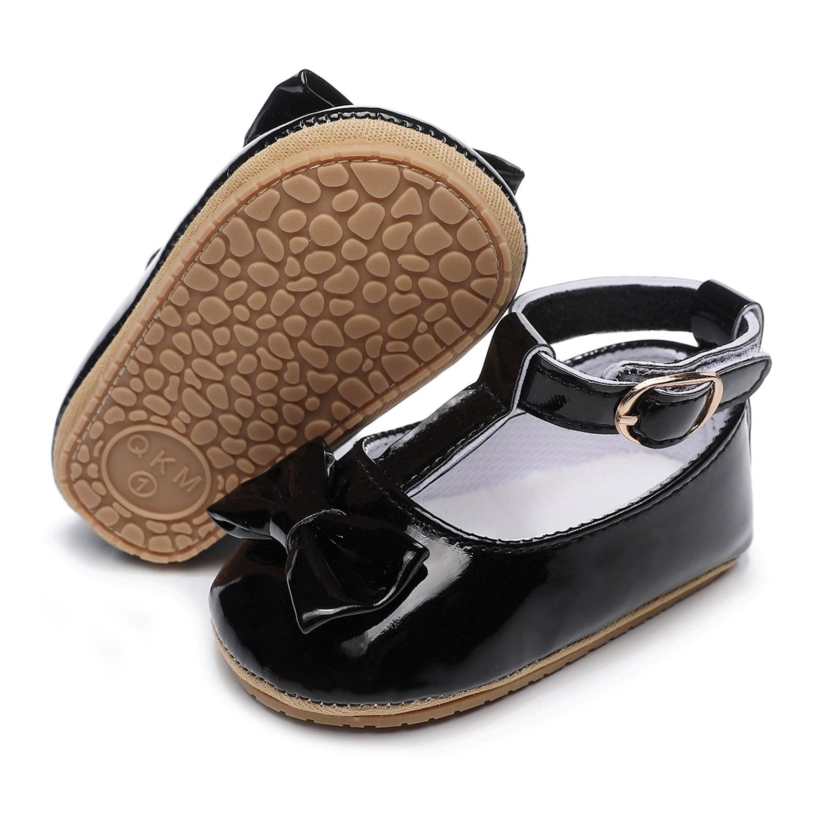 Baby Girl's First Walkers Sandals with Bowknot - Black (6-12 Months) for Princess Style Outfits