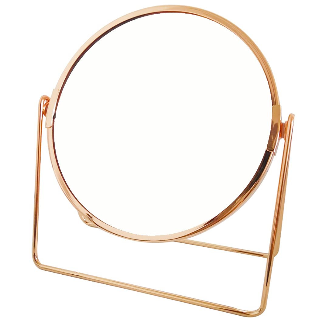 360° Rotating Double-Sided Metal Makeup Mirror - Electroplated Sturdy Vanity Mirror for Home & Travel | Perfect for Dressing Table, Bathroom & Portable Beauty Use