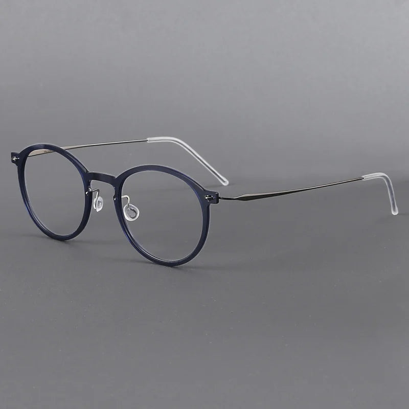 Stylish Unisex Black Titanium Acetate Round Eyeglasses Frame - Lightweight & Durable Full Rim Glasses for Men & Women - Perfect for Reading, Work, and Fashion Accessories