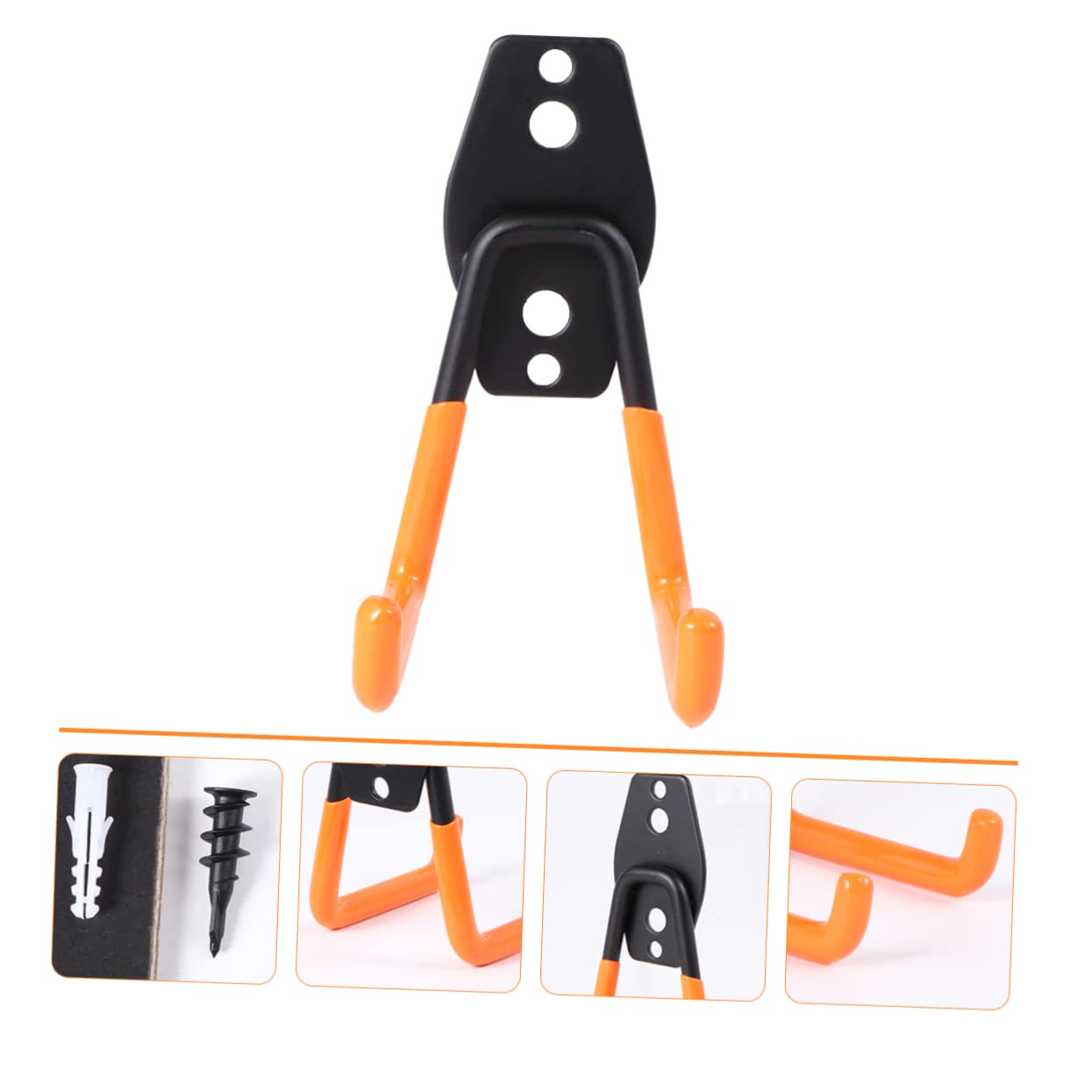 4-Pack Heavy Duty Orange Metal Wall Hooks with Anti-Slip Coating - Sturdy Garage Storage Hangers for Tools, Hats, Coats & Home Organization (Perfect for Workshop, Shed, Entryway & Closet)