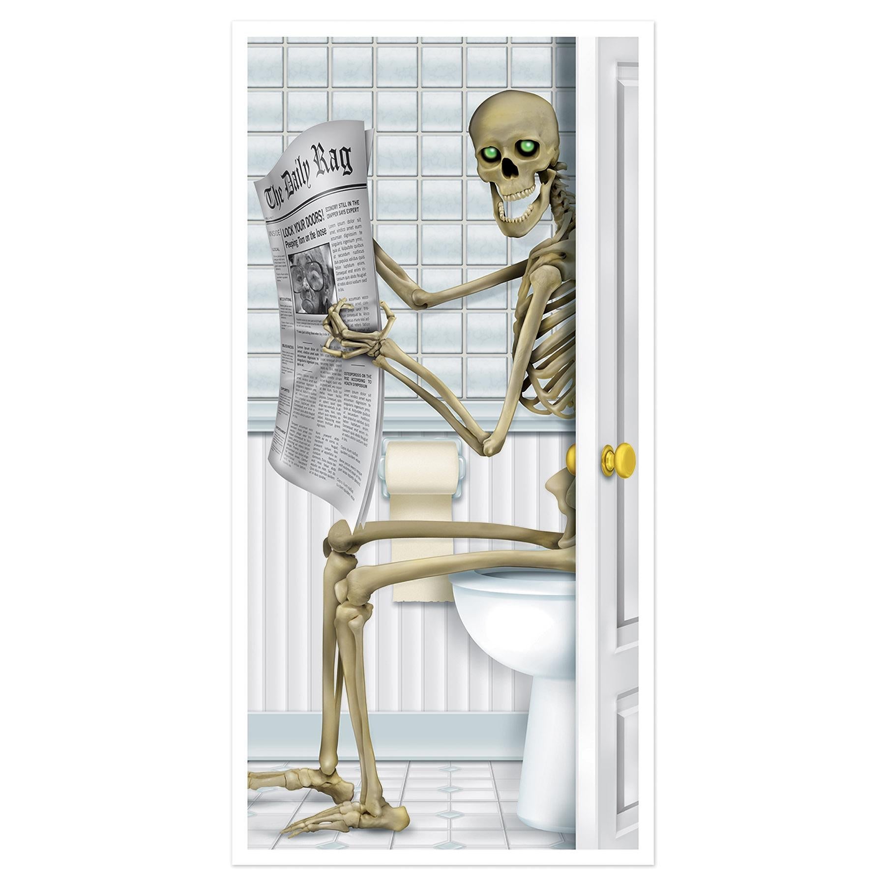 12-Pack Beistle Halloween Skeleton Door Covers - Spooky Bathroom Decor for Halloween Party & Haunted House Decorations