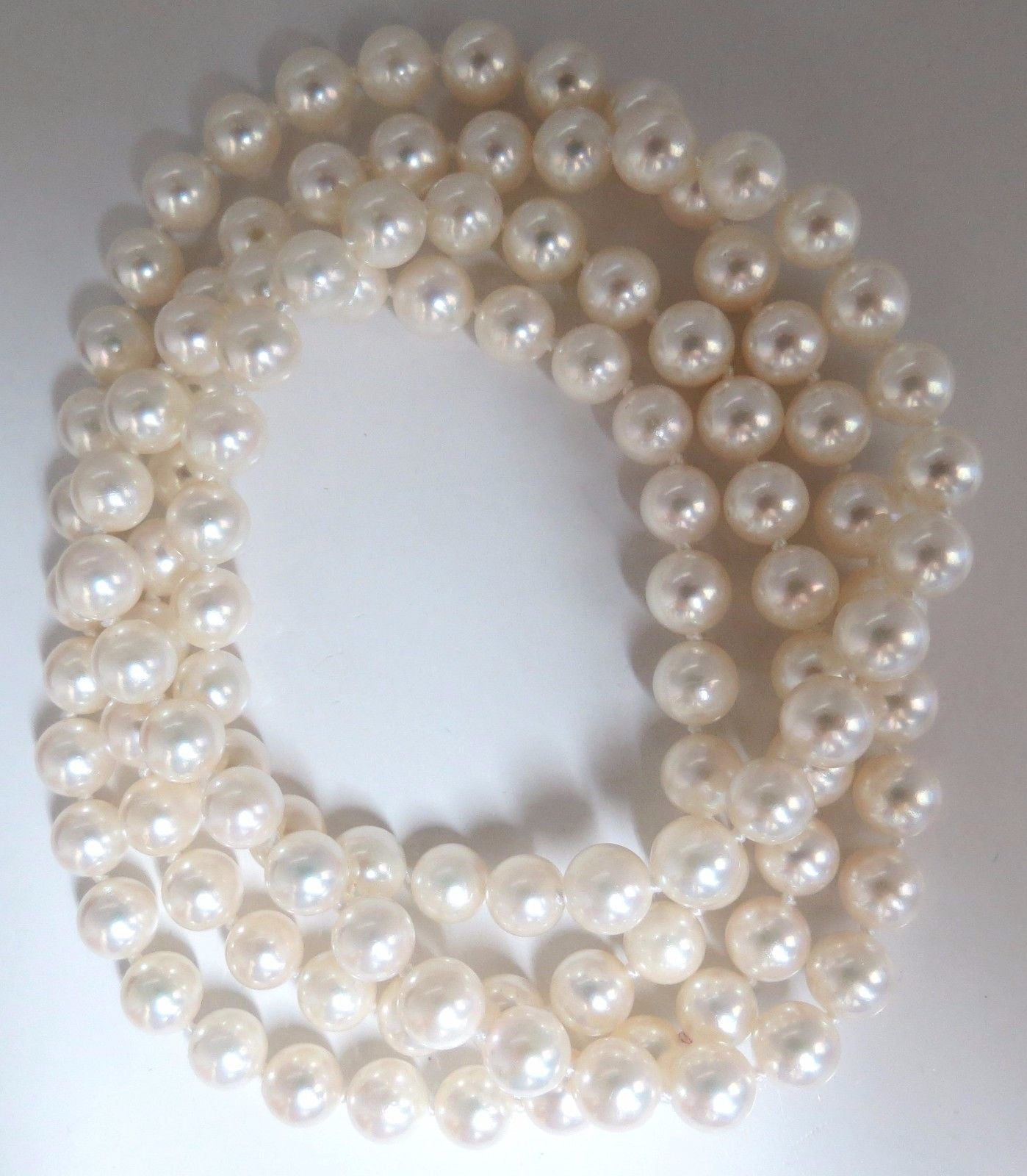 7.3mm Natural Japanese Pearls Endless Necklace - Double Wrap 34 Inch Elegant Jewelry for Women, Perfect for Weddings, Parties & Daily Wear