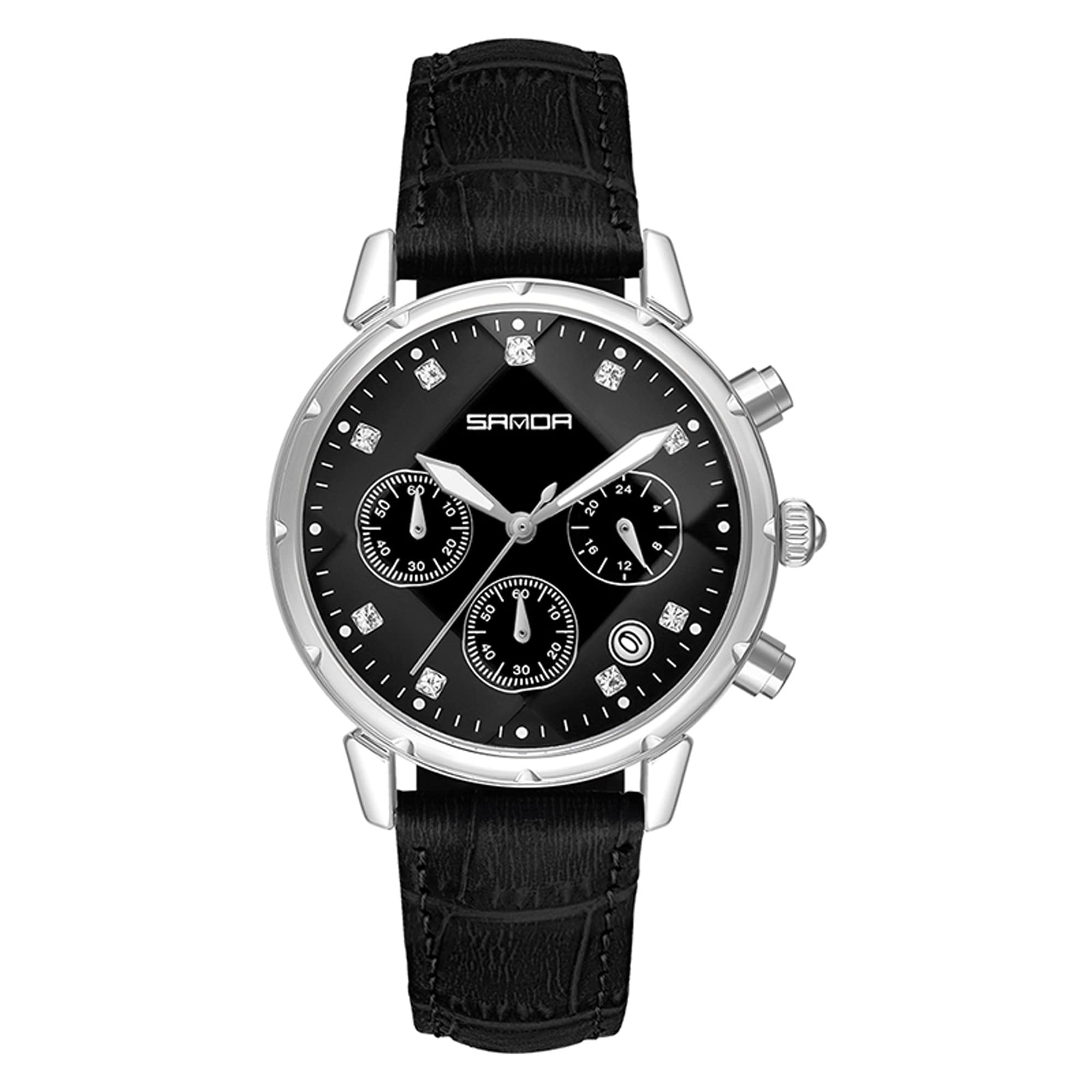 Elegant Round Women's Watches - Leather Band Ladies Wristwatch with Date Calendar | Waterproof Minimalist Analog Quartz Watch for Casual & Dress Occasions | Perfect for Office, Dating & Everyday Wear