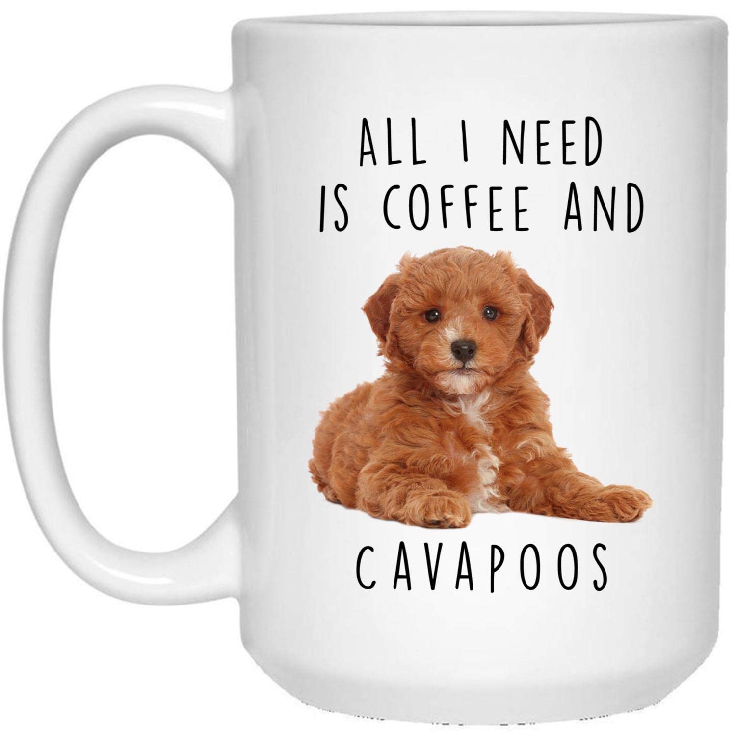 Funny Dog Mom Coffee Mug - 15oz White Ceramic Cup with 'I Love Coffee & Cavapoo' Design - Perfect Christmas 2024 Gift for Dog Lovers - Great for Home, Office & Coffee Breaks