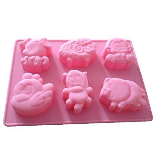 Allforhome 6-Cavity Animal Silicone Baking Molds - Cupcake Pan, Muffin Cups, Soap Molds for DIY Cake, Chocolate, Jelly, Ice, Bath Bombs | Perfect for Birthday Parties, Baby Showers & Holiday Baking
