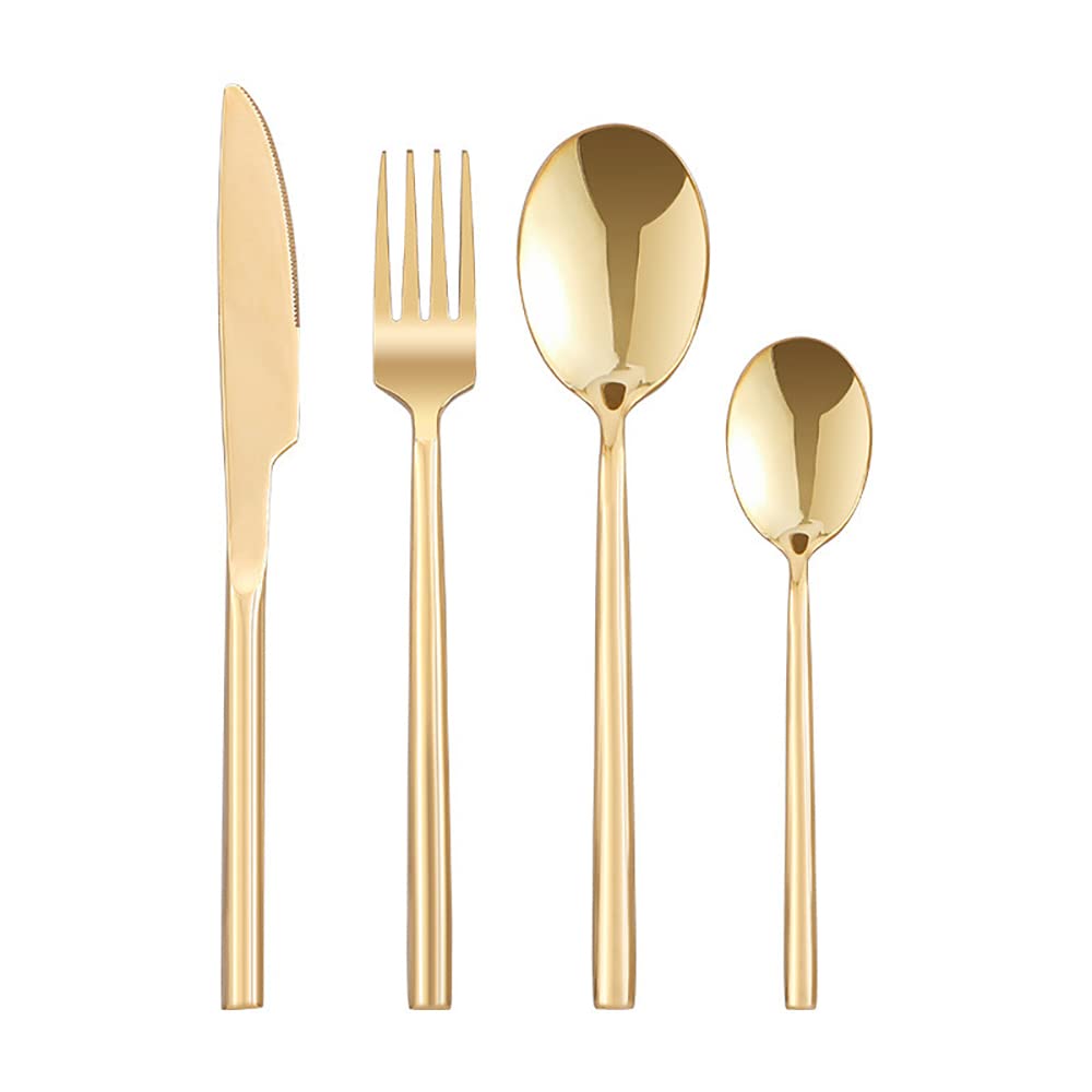 Premium 32-Piece Stainless Steel Flatware Set for 8 - Gold Silverware Cutlery Set for Home, Restaurant, Wedding & Party | Elegant Dinnerware & Tableware for Formal Dining & Special Occasions