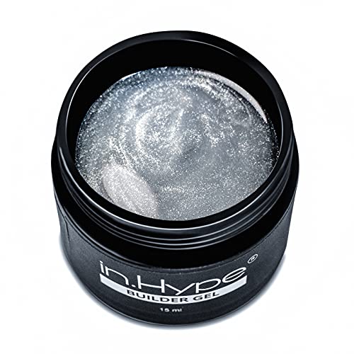 IN.HYPE Luminesce - Professional Sculpting Builder Gel for Nail Extensions & Overlays | Clear Shimmer Glitter Gel with Silver Sparkle | Perfect for Salon, DIY Manicures & Special Occasion Nail Art