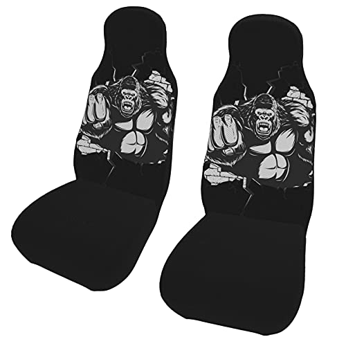 3D Angry Gorilla Triumphant Fist Car Seat Covers (2PCS) - Soft, Comfortable & Elastic Protective Seat Covers for Cars, SUVs, Trucks, Vans & Sedans | Perfect for Interior Decoration & Seat Protection