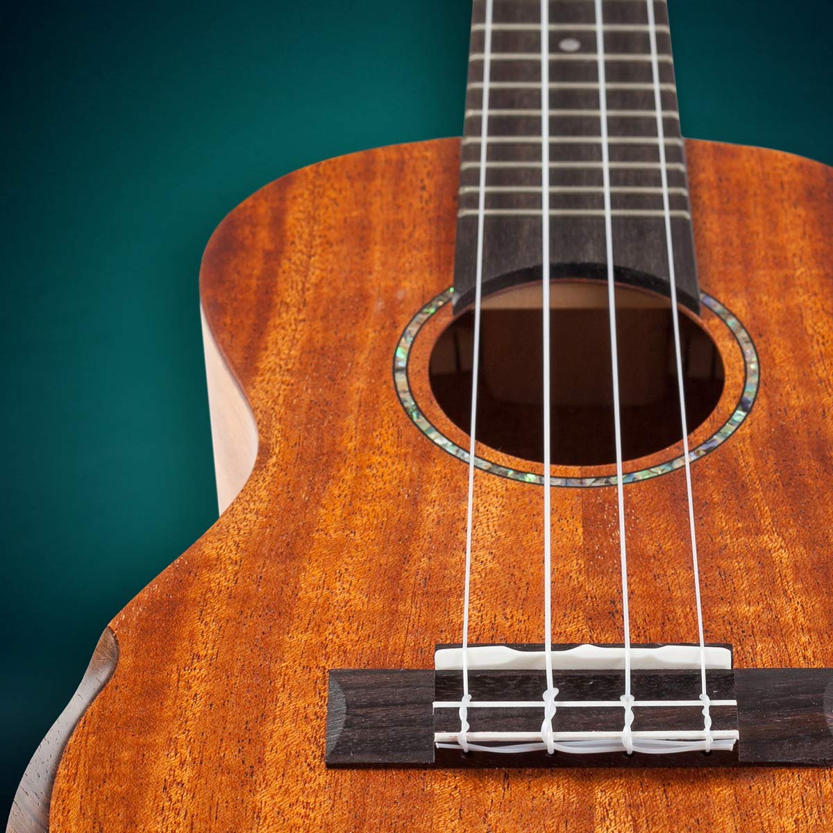 Hola! Music Professional Concert Ukulele - 24 Inch Solid Mahogany Top with Aquila Nylgut Strings, Gig Bag, Strap & Picks Bundle | Perfect for Beginners, Performances & Travel | HM-424SMM+ Model