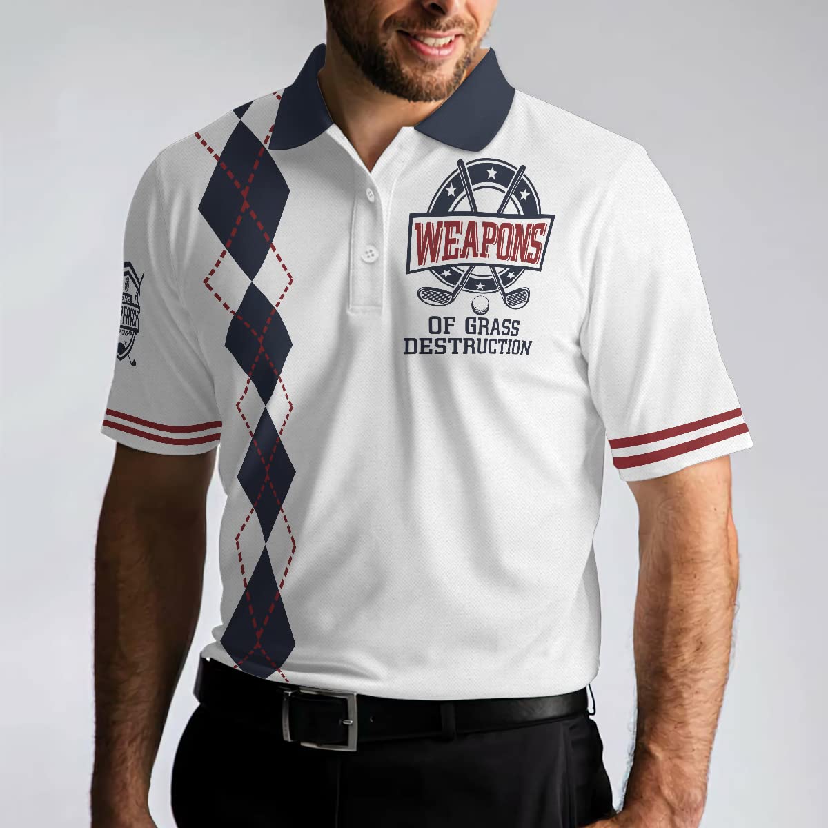 HYPERFAVOR Men's Cool & Sporty Golf Polo Shirt - Short Sleeve Moisture Wicking Performance Top - Weapons of Grass Destruction Design - Perfect for Golf Courses, Casual Wear & Outdoor Activities