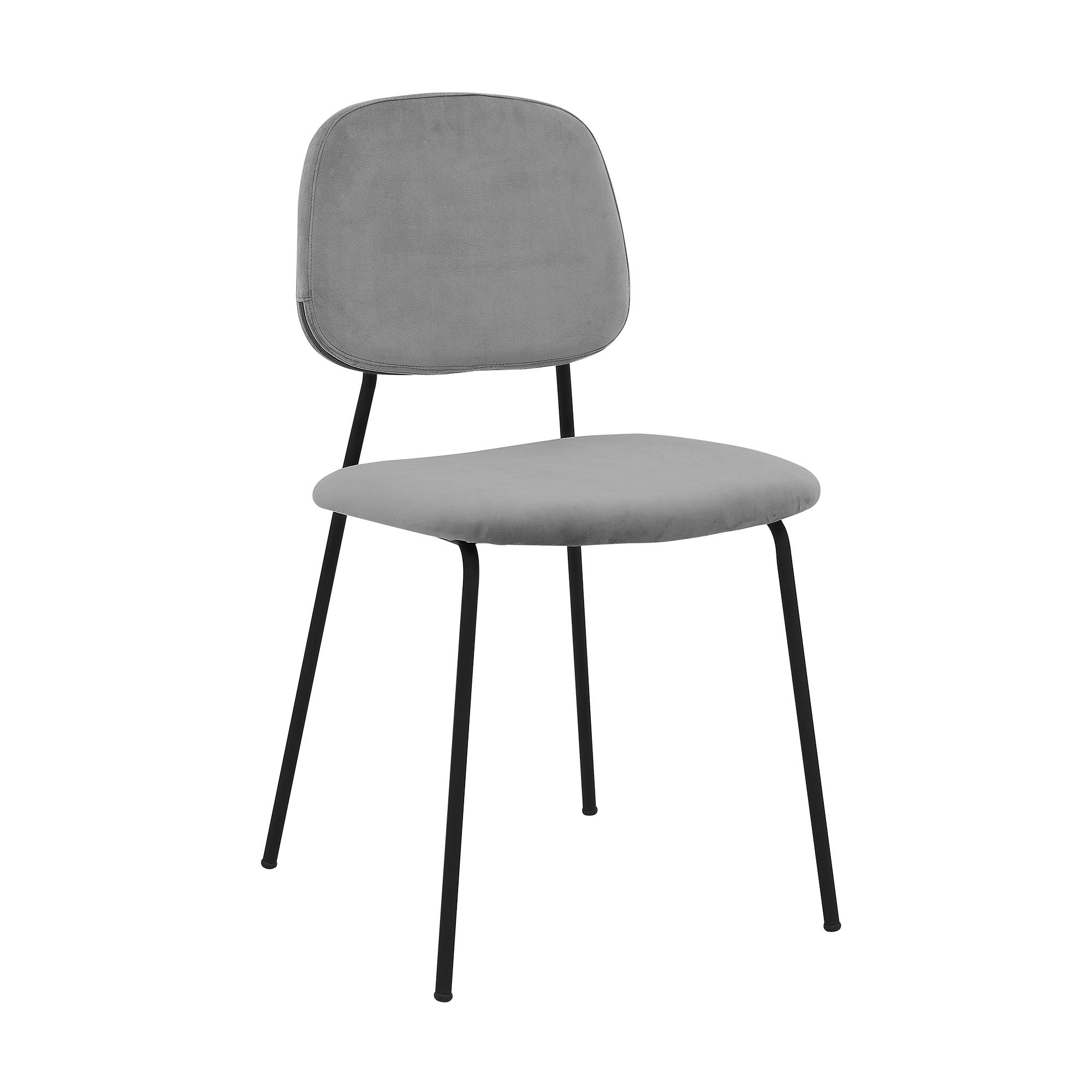 Armen Living Lucy Modern Dining Room Chairs Set of 2 - Grey Velvet Upholstered Side Chairs for Kitchen, Dining Table, Breakfast Nook & Home Decor