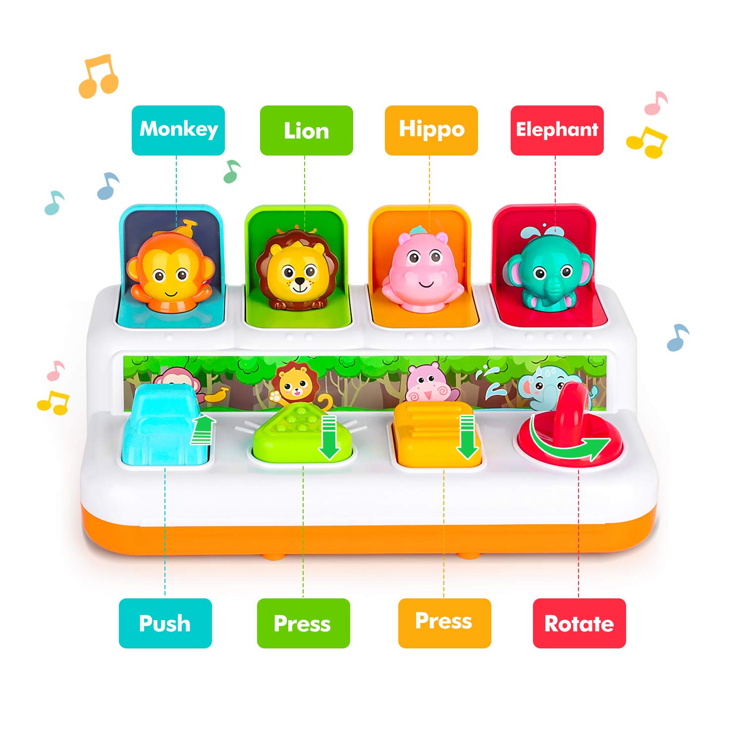 Best Montessori Musical Pop-Up Toys for Babies 6-18 Months | Interactive Cause & Effect Learning Toys for Toddlers 1-3 Years | Perfect Gift for Boys & Girls | Animal-Themed Early Education Toy for Home, Daycare & Travel Play