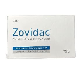 Zovidac Antibacterial Soap - 75g (2 Pack) | Gentle Cleansing for Hands & Body | Perfect for Home, Travel & Gym Use