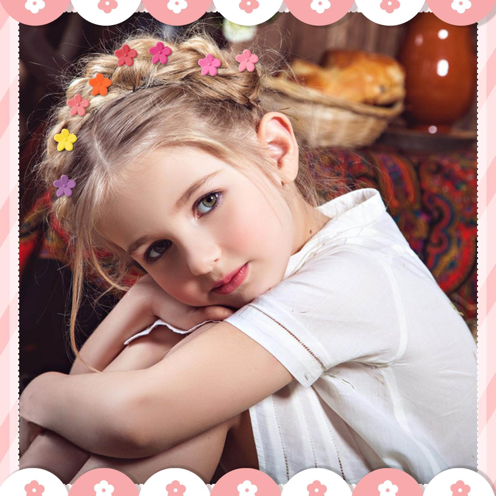 112 Pcs Baby Hair Clips Set - 28 Color Mini Flower & Butterfly Hair Accessories for Girls & Toddlers - Small Claw Clips with Organizer Box - Cute Hair Bows for Daily Use, Parties & Photo Shoots