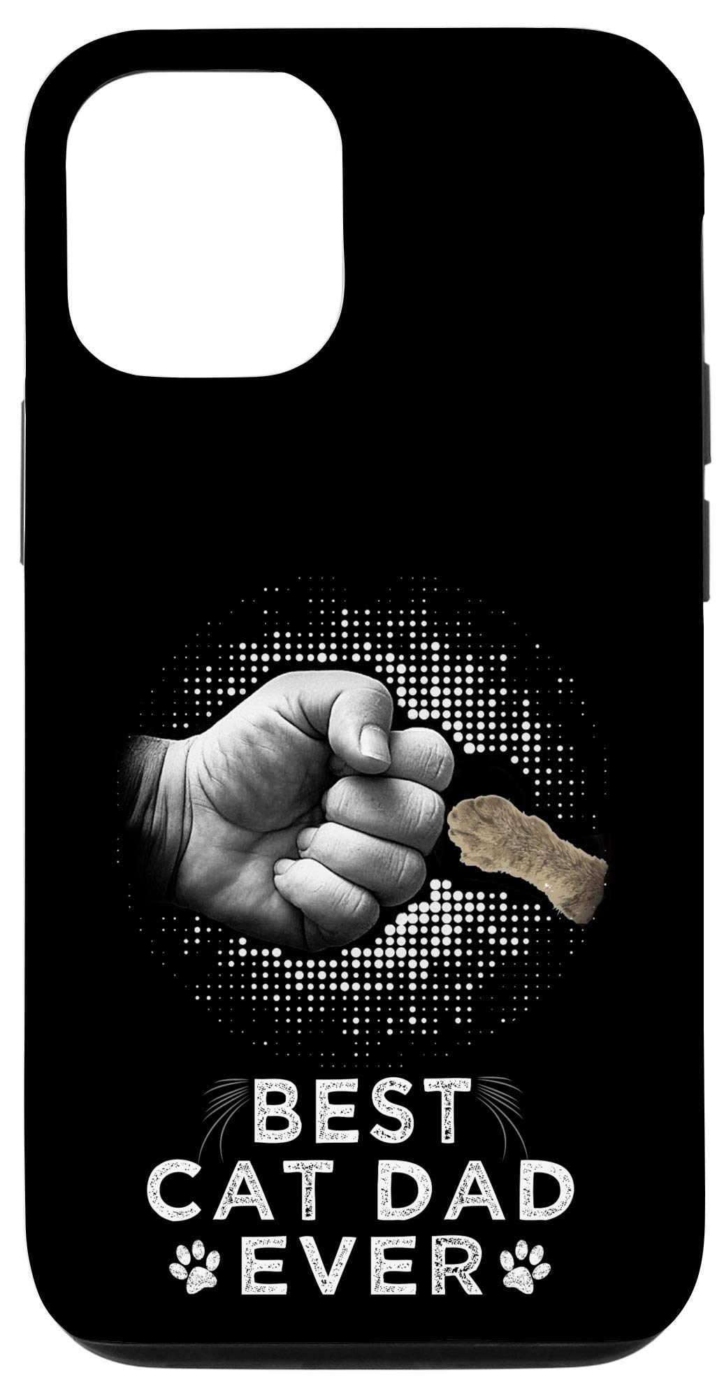 iPhone 12/12 Pro Case - Best Cat Dad Ever with Father & Cat Paw Fist Bump Design - Perfect Gift for Kitten Lovers - Durable Protective Phone Cover for Daily Use, Work & Outdoor Activities