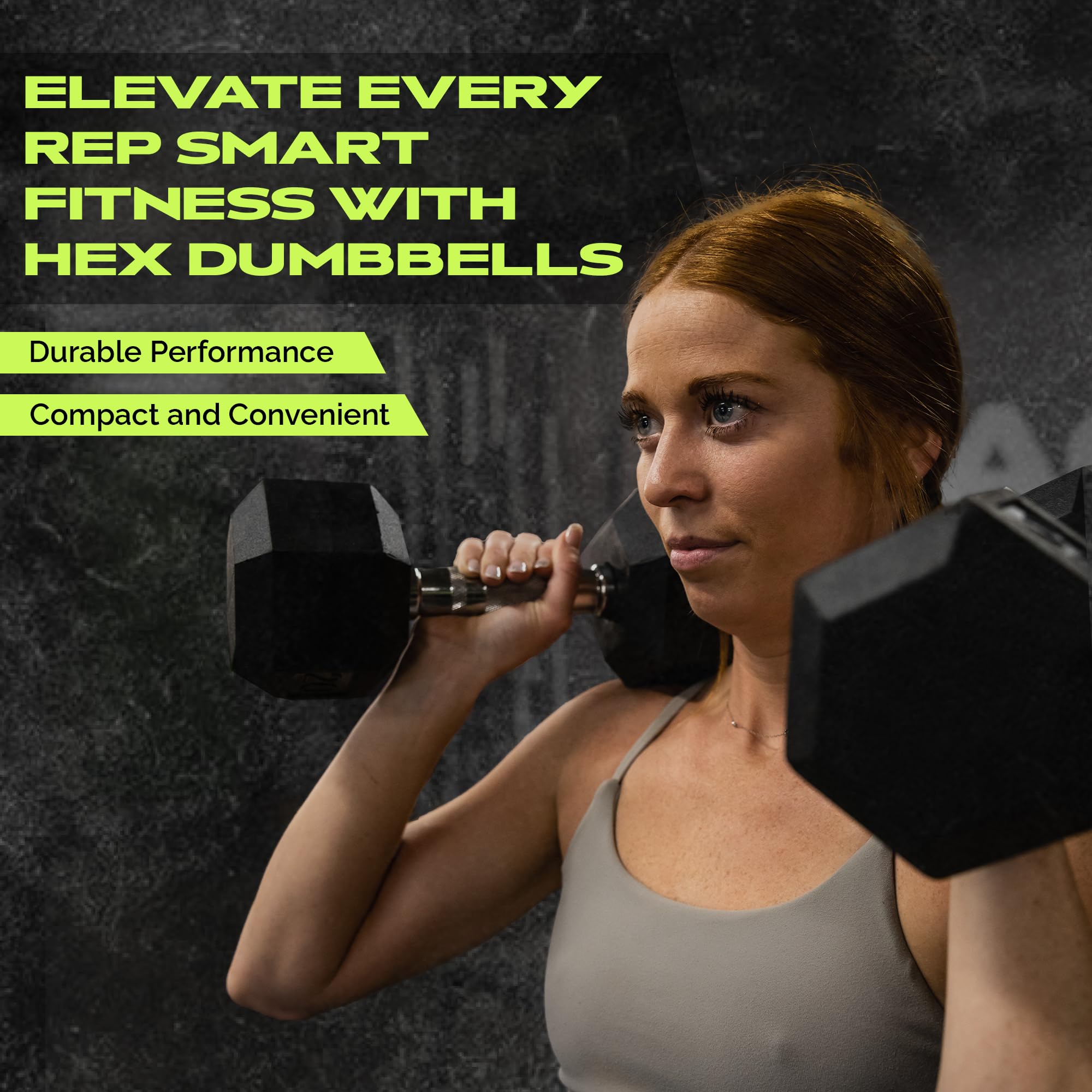 No-Roll Rubber Coated Dumbbells with Knurled Steel Handle - 10-60lbs for Home Gym Strength Training - Perfect for Weightlifting, CrossFit & Fitness Workouts