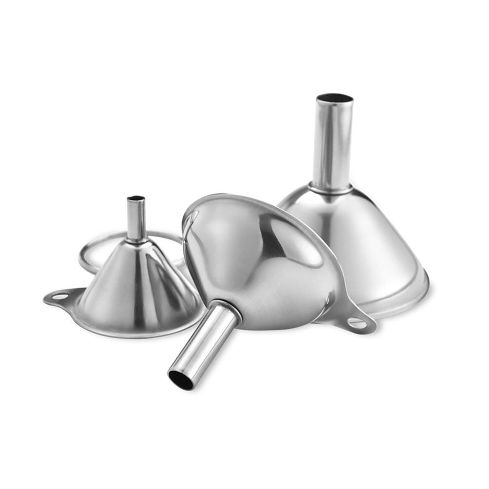 3-Piece Stainless Steel Kitchen Funnels Set - Durable Household Filling Funnels for Cooking, Baking, Oil Transfer & DIY Projects