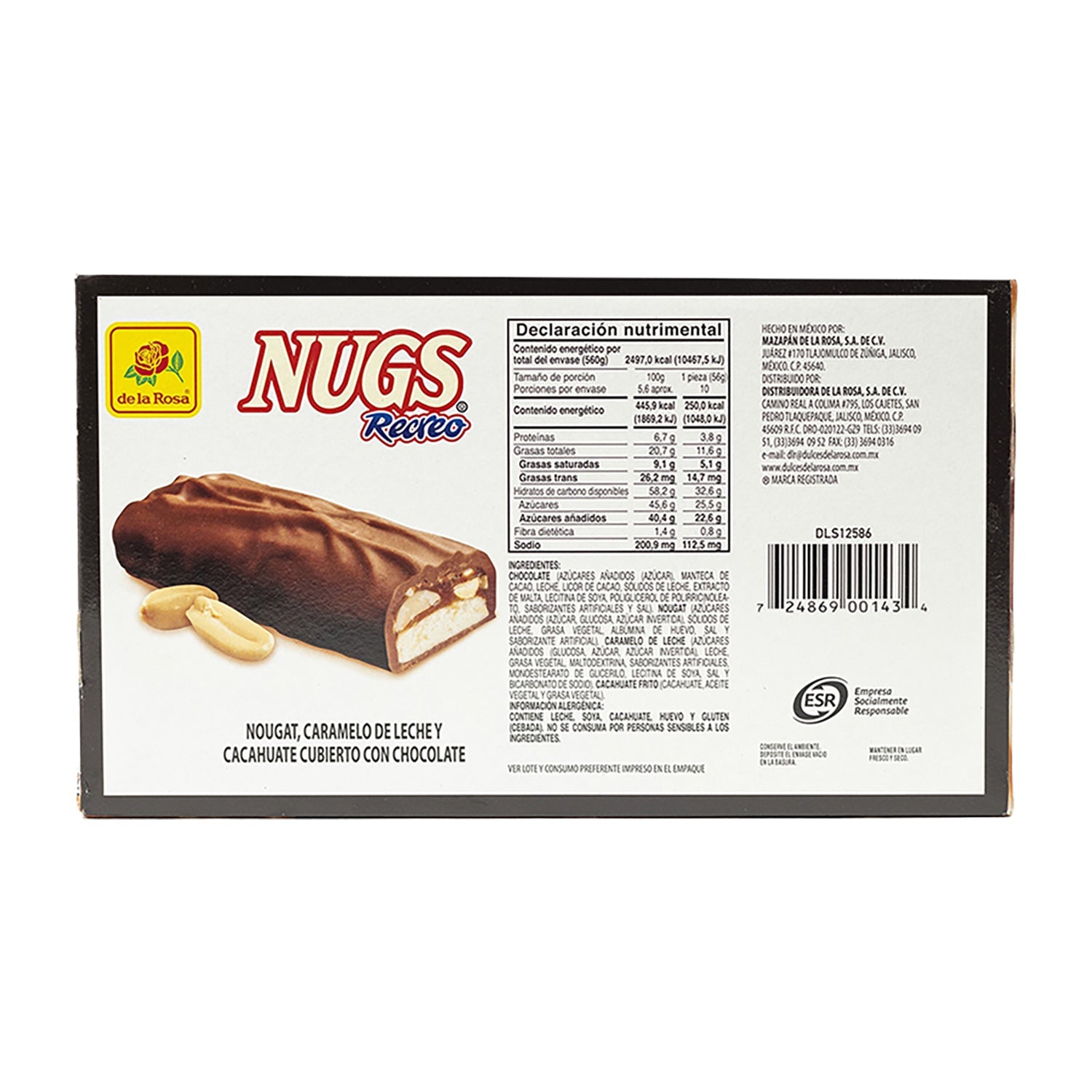 De La Rosa Nugs Recreo Mexican Candy - 10ct Box of Delicious Peanut Marzipan Treats | Perfect for Parties, Gifts & Snacking