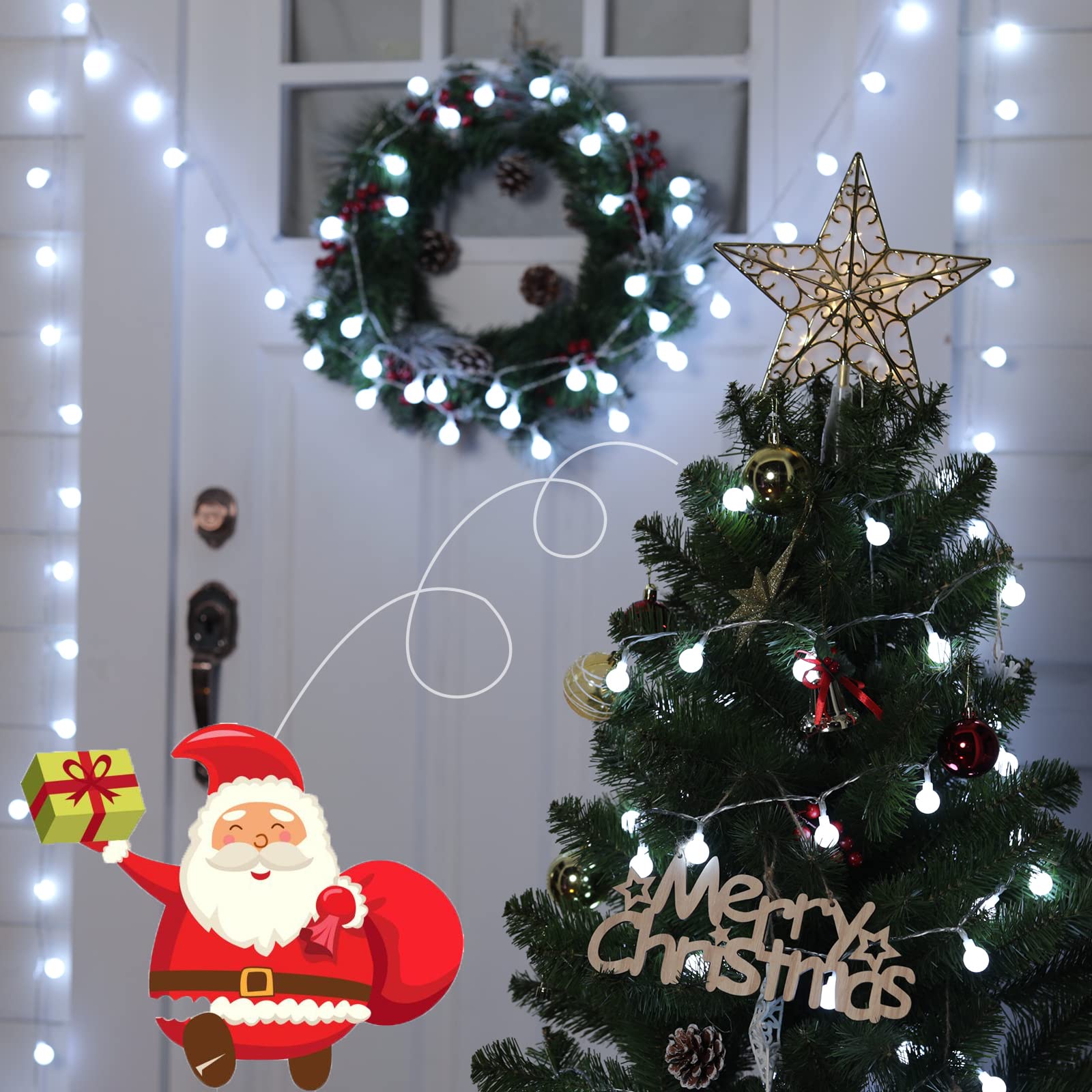 33 Feet 100 LED Waterproof Globe String Lights with Remote - Pure White Fairy Lights for Indoor/Outdoor Wedding, Christmas Tree, Party & Garden Decorations - Perfect for Patio, Backyard, and Holiday Celebrations
