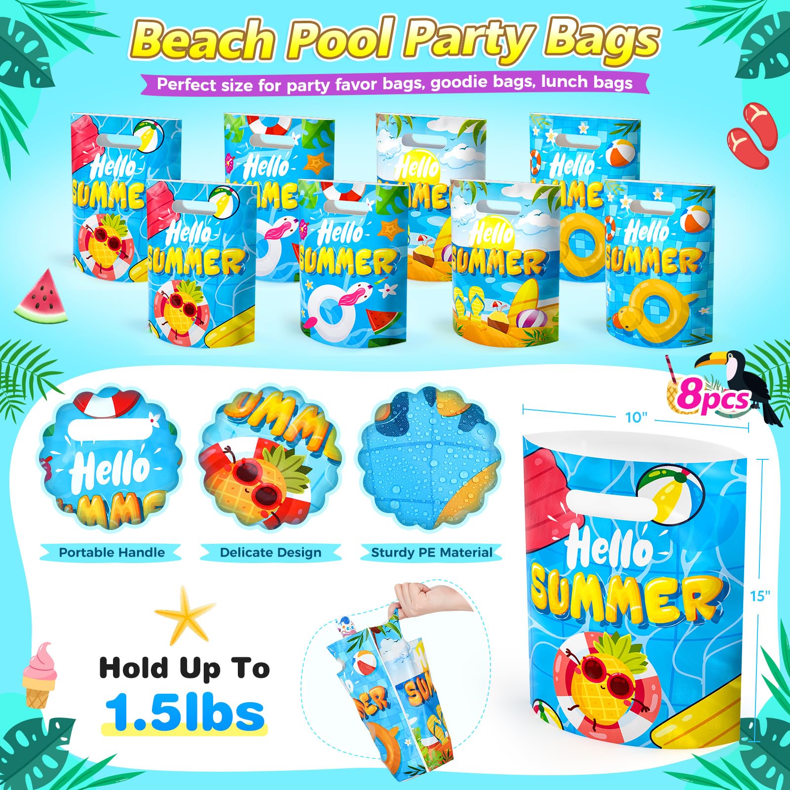 56 PCS Summer Beach Pool Party Favors for Kids Ages 3-12 - Bulk Beach Balls, Kids Sunglasses & Bubble Wands - Perfect for Birthday Parties, Pool Parties & Beach Vacations