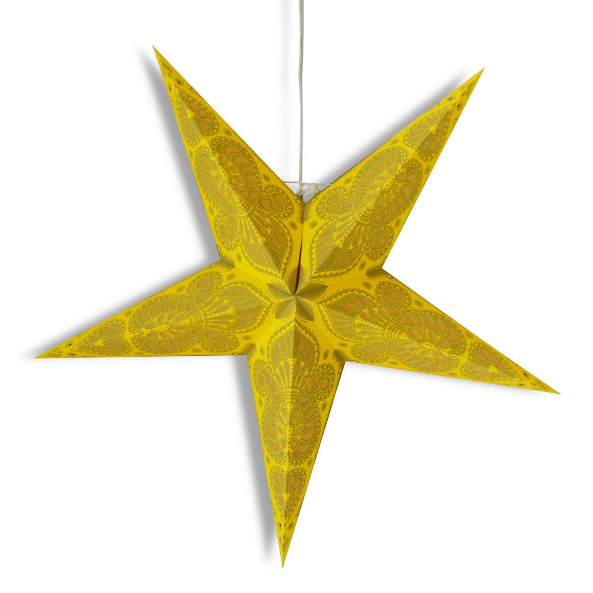 24 Pack Cream Yellow Peacock Paper Star Lanterns - Elegant Hanging Wedding & Party Decorations for Indoor/Outdoor Events, Baby Showers, Festivals and Home Decor